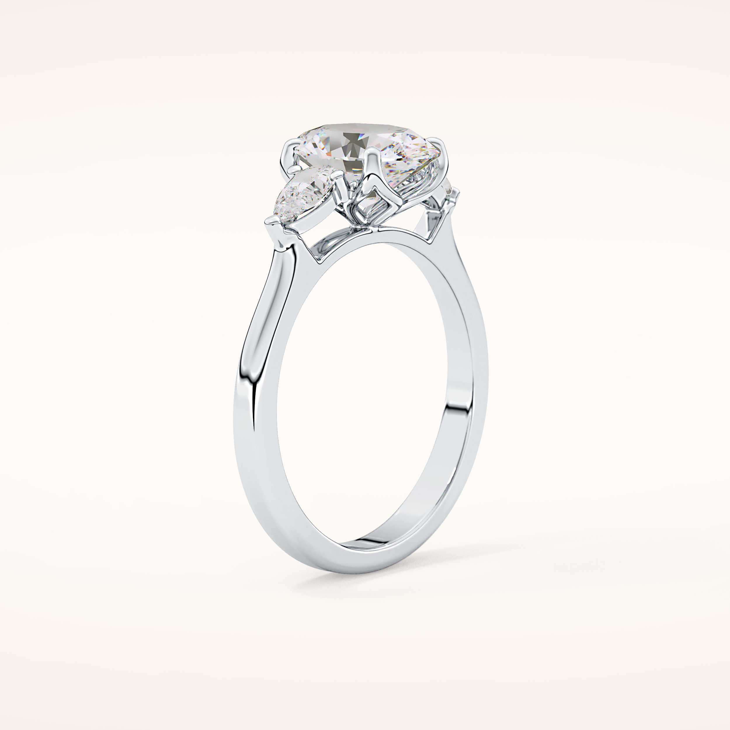 1.67 CT Oval Shaped Three Stone Moissanite Engagement Ring