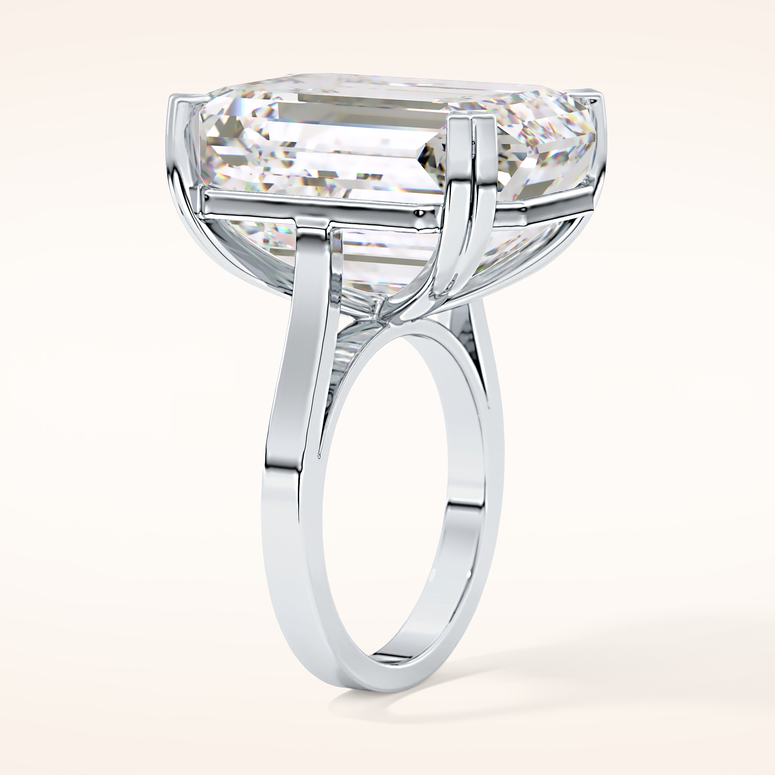 1.29 CT Emerald Shaped Cluster Moissanite Engagement Ring