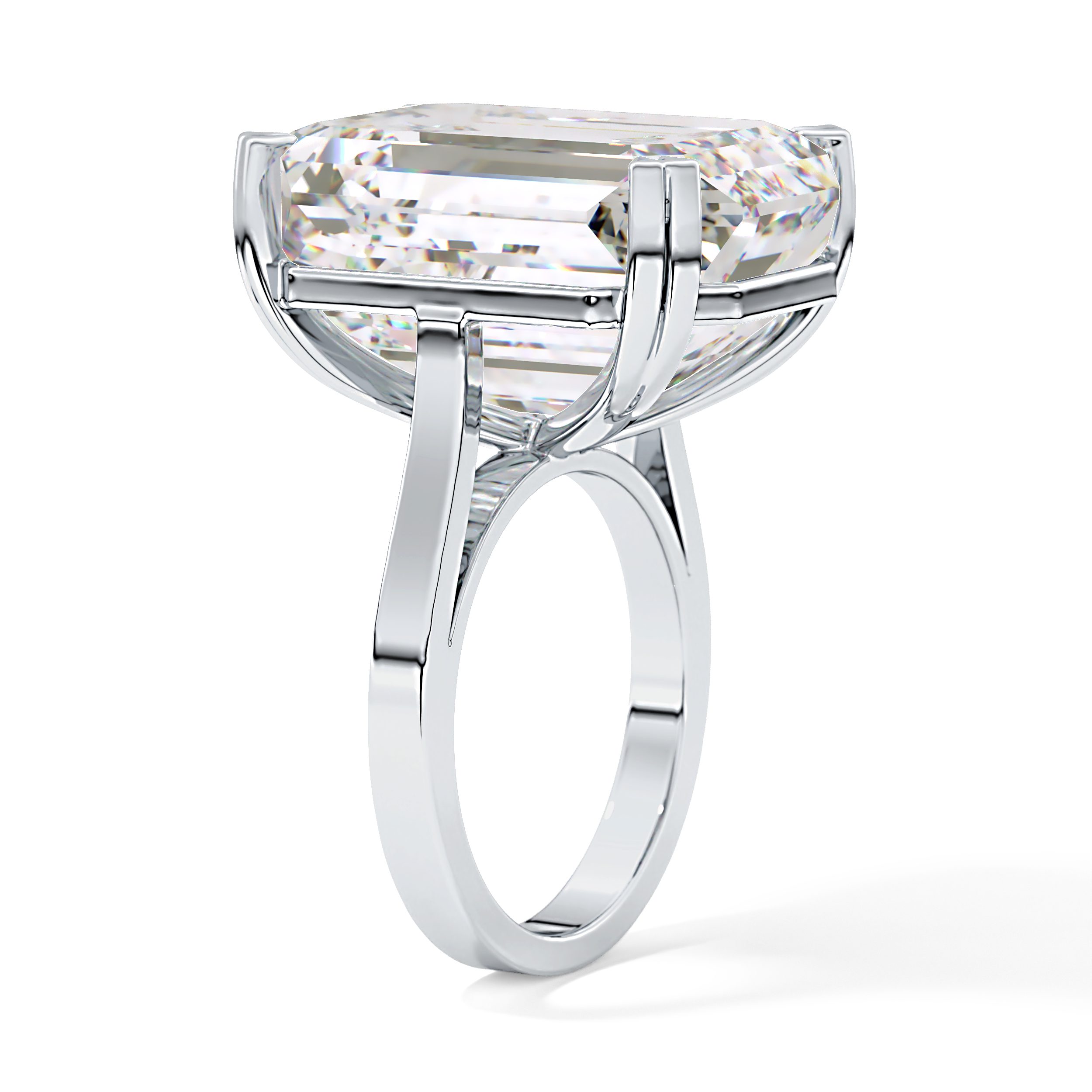 Emerald Cathedral Solitaire Lab Grown Diamond Engagement Ring