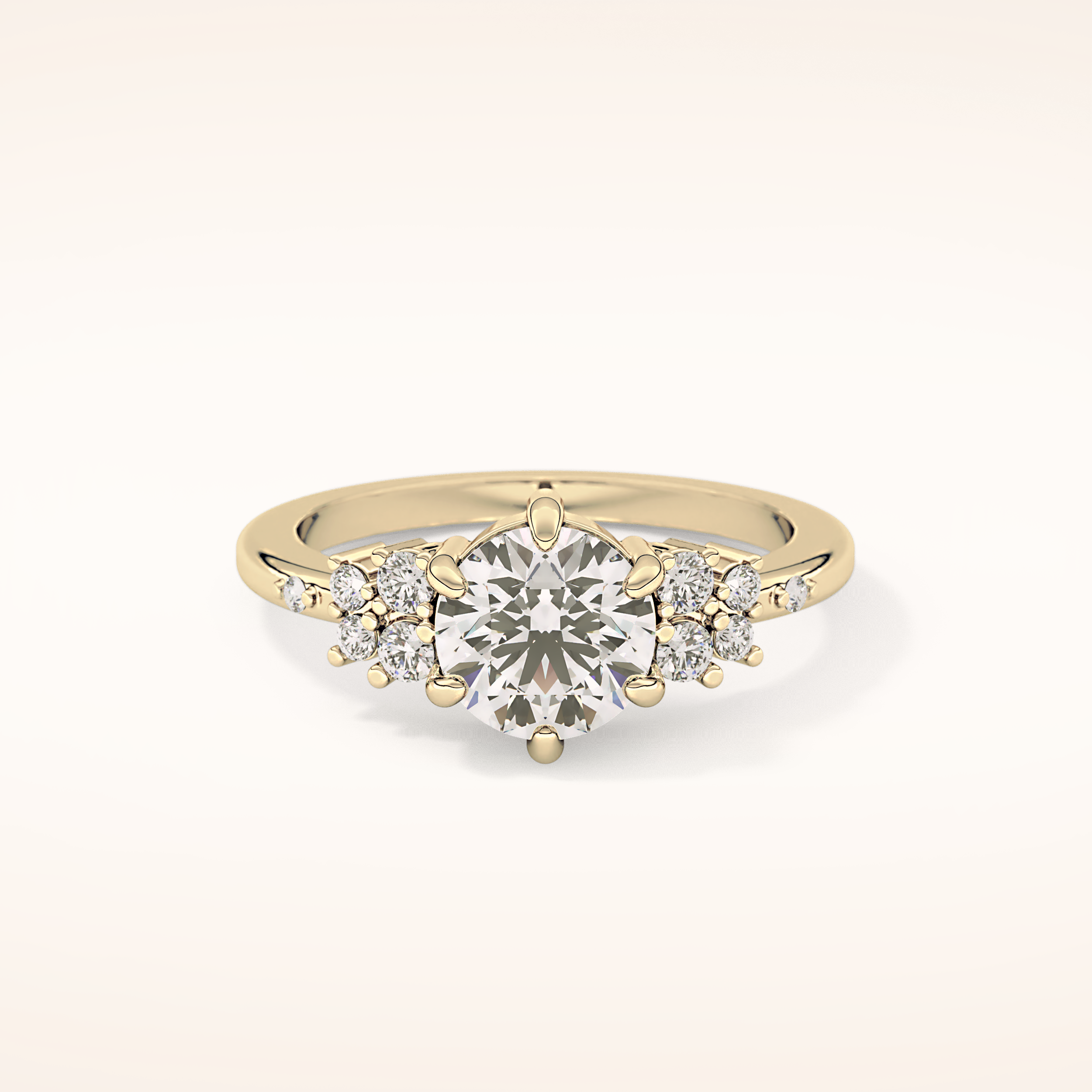 1.29 CT Round Shaped Cluster Moissanite Engagement Ring