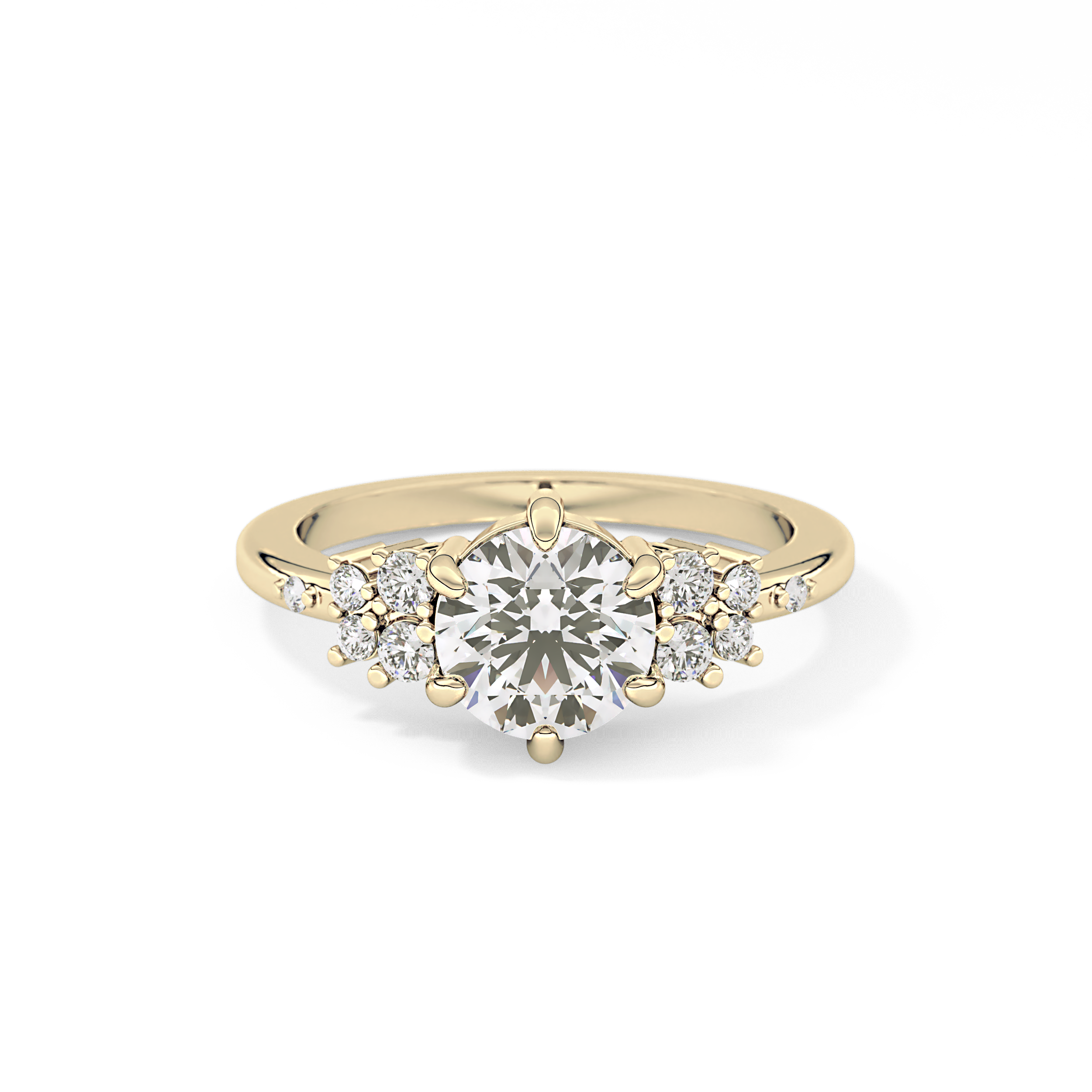 Round Cluster Lab Grown Diamond Engagement Ring