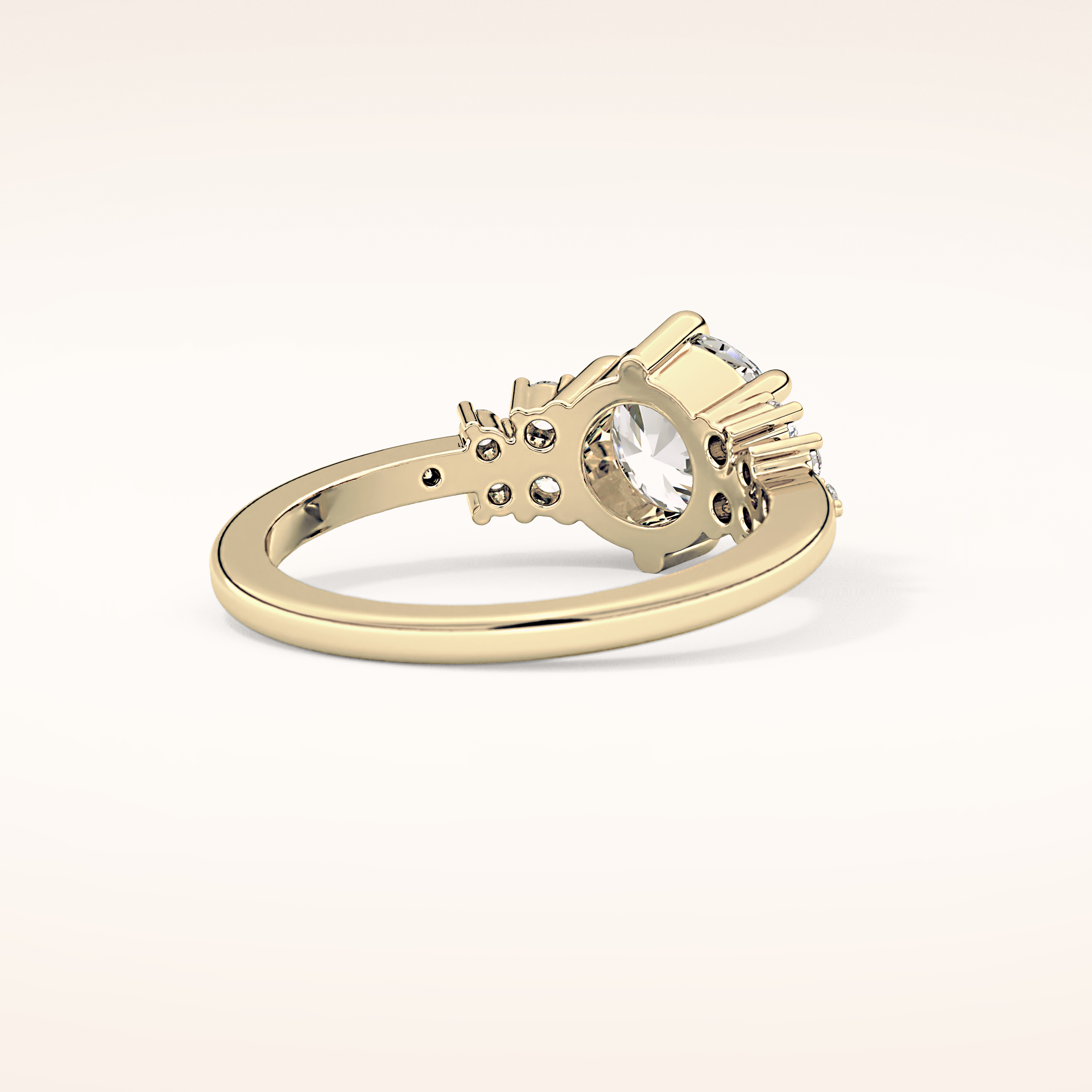 1.29 CT Round Shaped Cluster Moissanite Engagement Ring