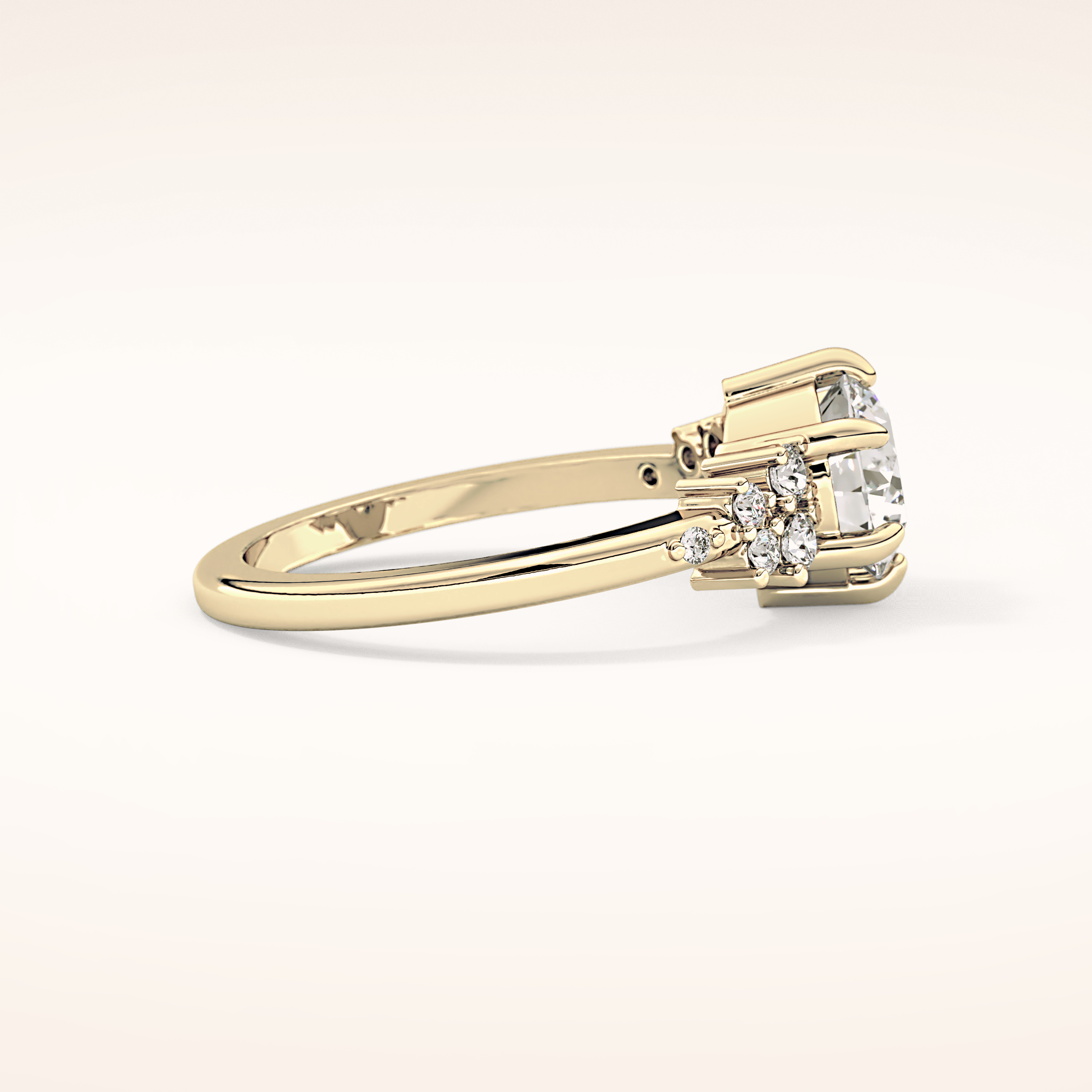 1.29 CT Round Shaped Cluster Moissanite Engagement Ring