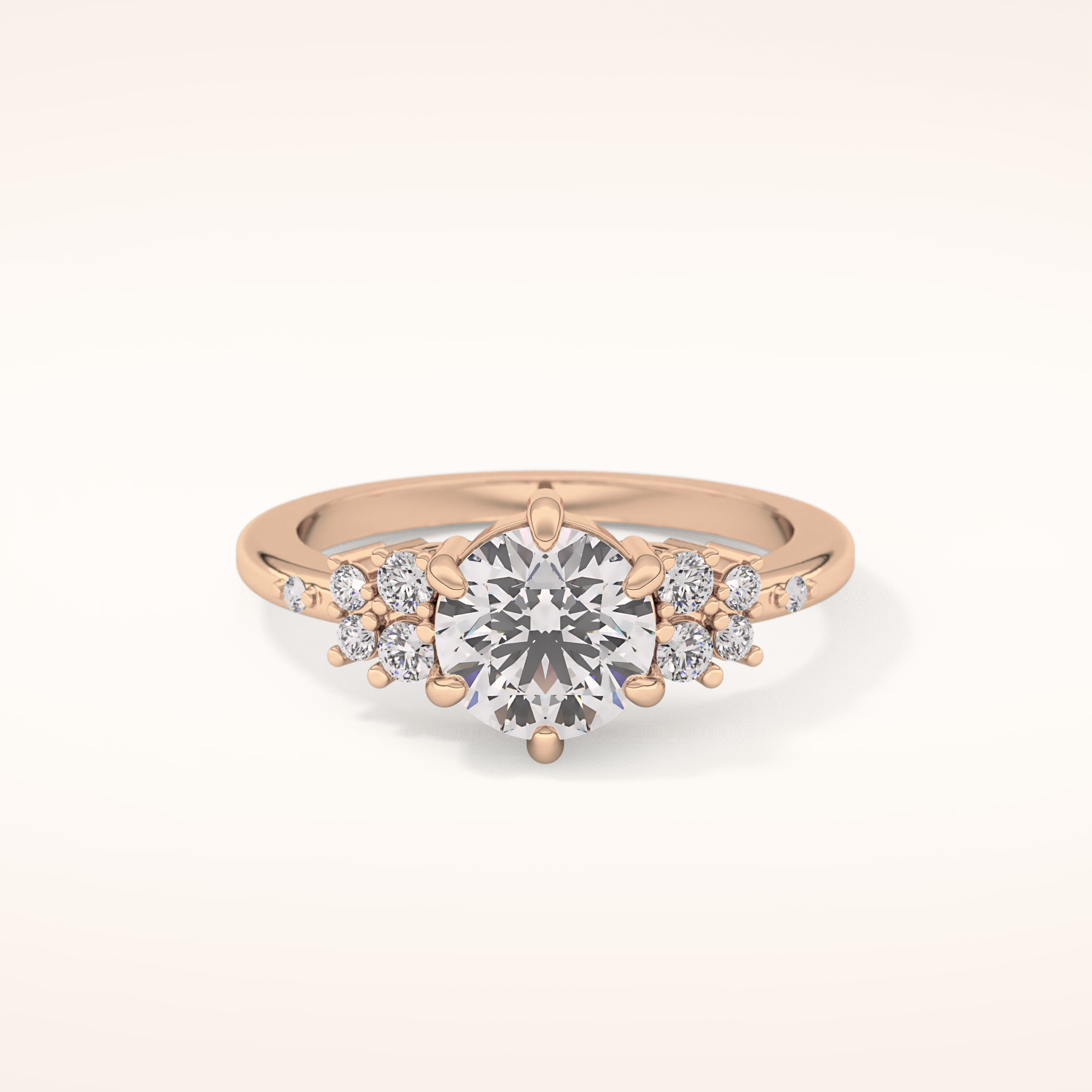 1.29 CT Round Shaped Cluster Moissanite Engagement Ring