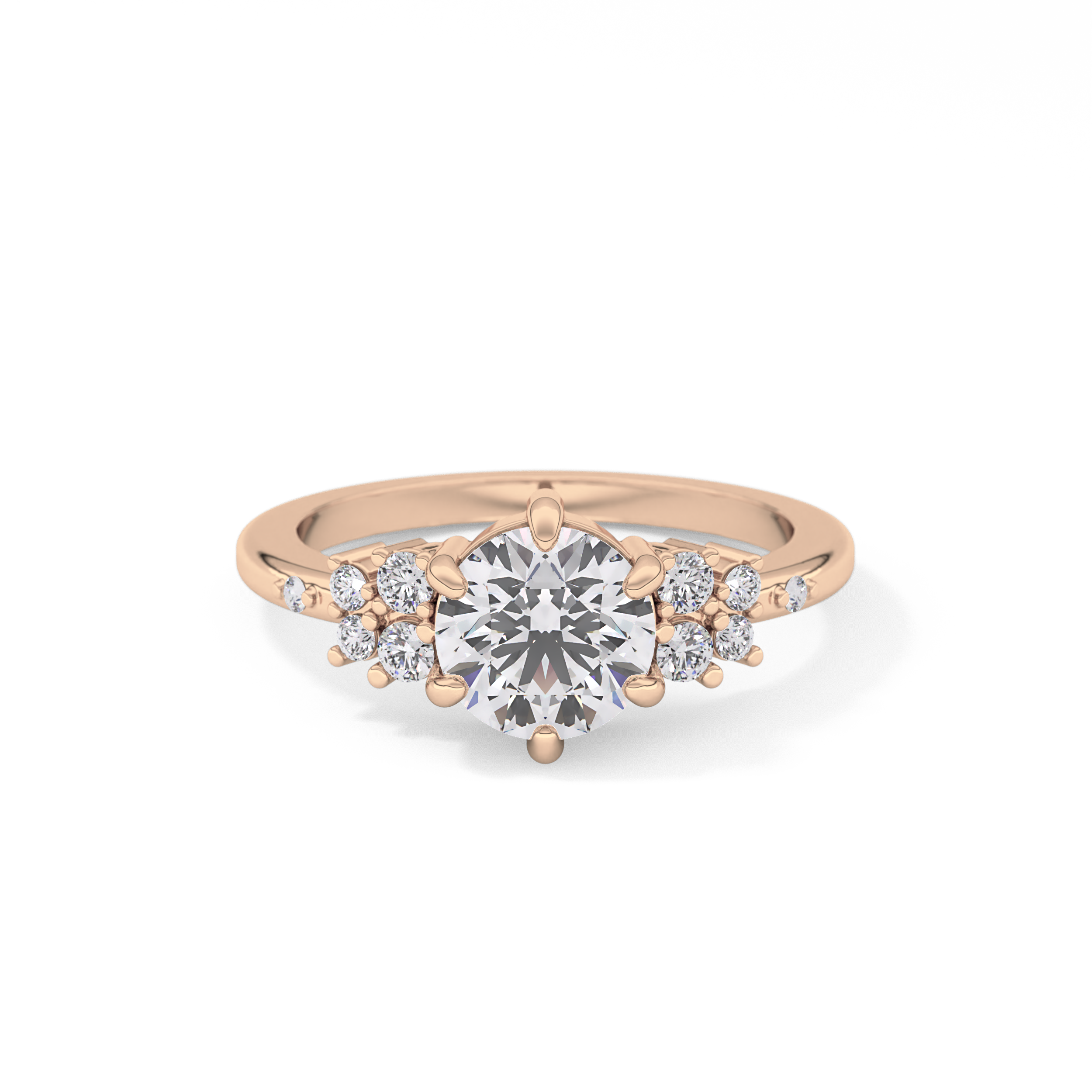 Round Cluster Lab Grown Diamond Engagement Ring
