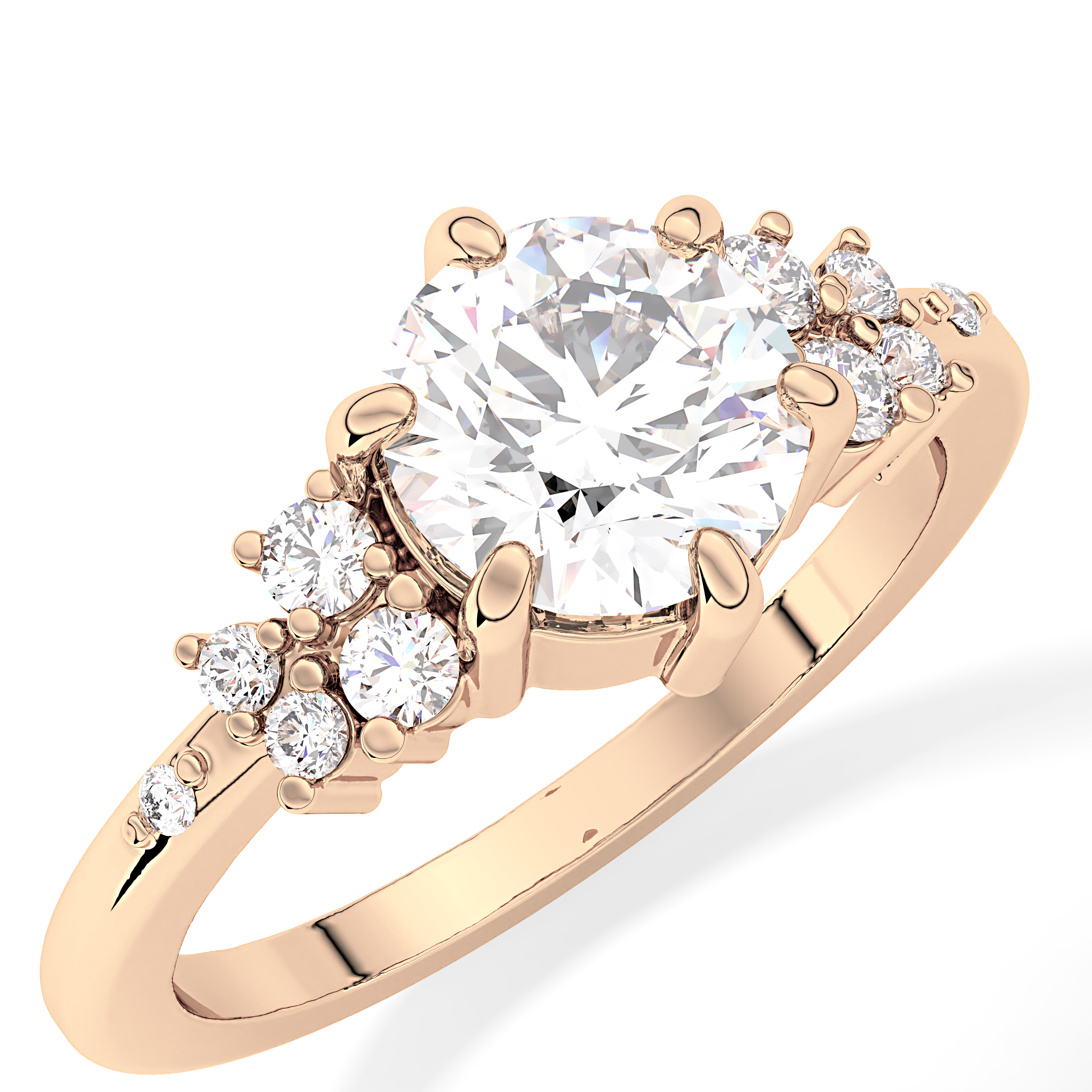 Round Cluster Lab Grown Diamond Engagement Ring