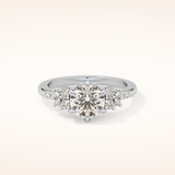 1.29 CT Round Shaped Cluster Moissanite Engagement Ring