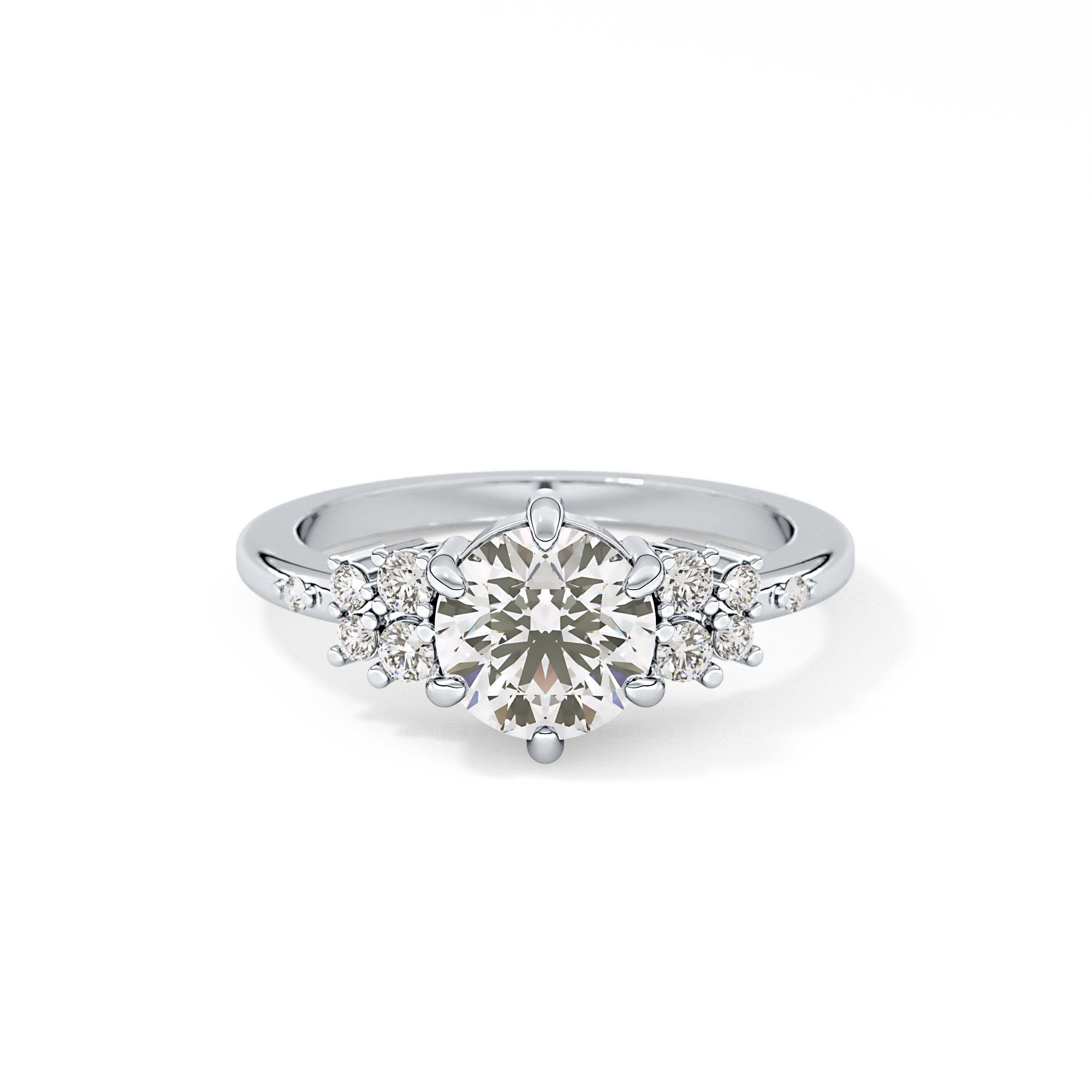 Round Cluster Lab Grown Diamond Engagement Ring