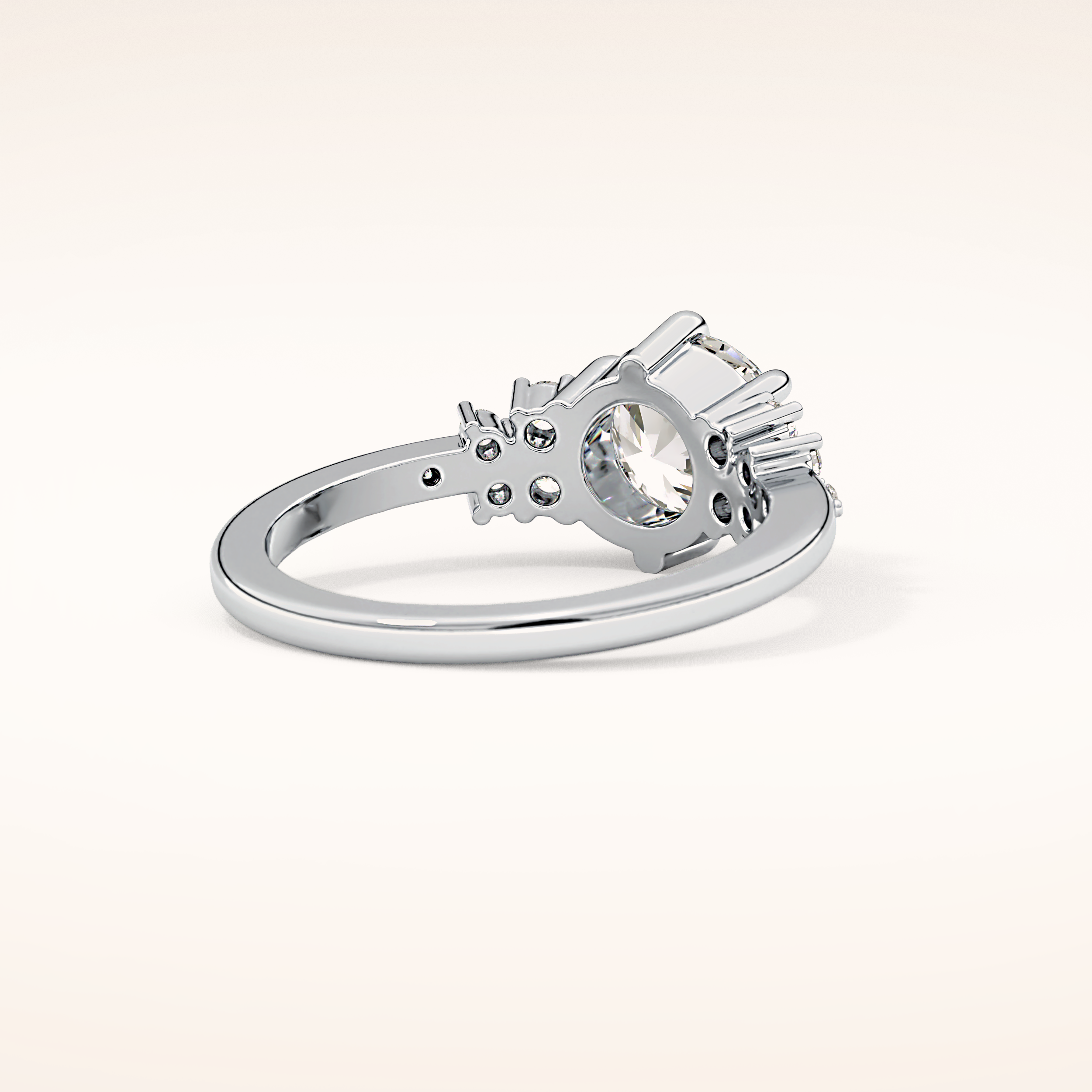 1.29 CT Round Shaped Cluster Moissanite Engagement Ring