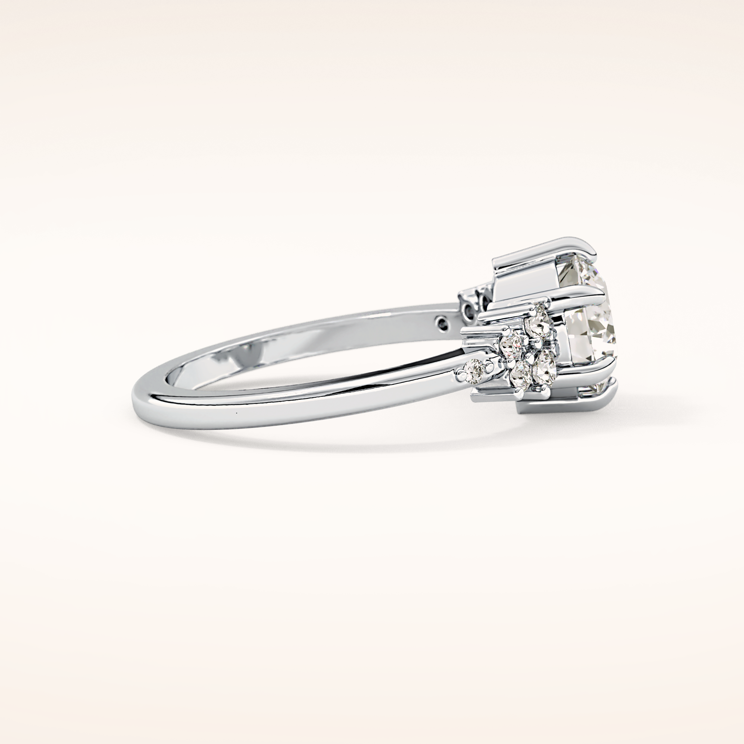 1.29 CT Round Shaped Cluster Moissanite Engagement Ring