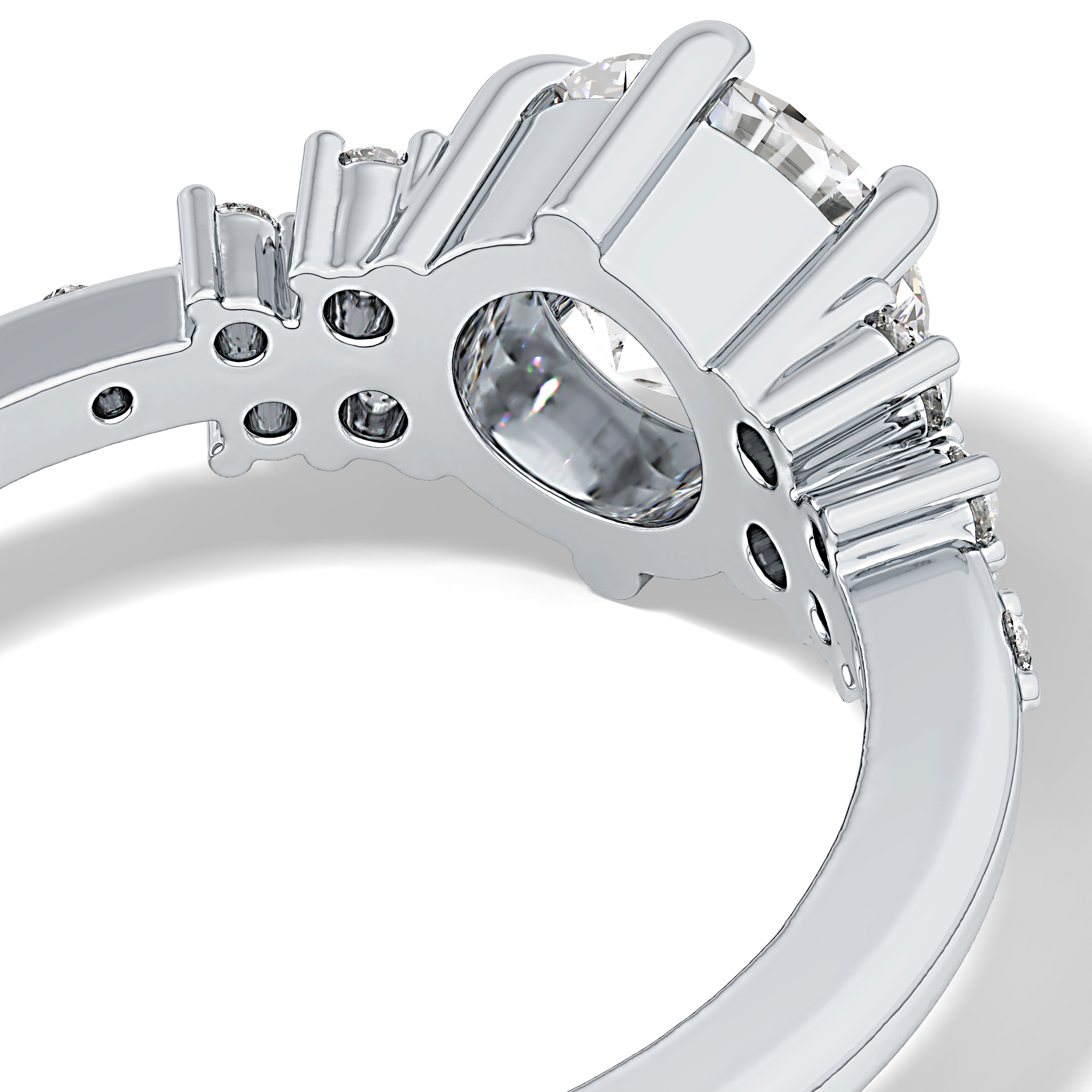 Round Cluster Lab Grown Diamond Engagement Ring