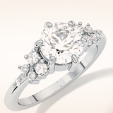 1.29 CT Round Shaped Cluster Moissanite Engagement Ring