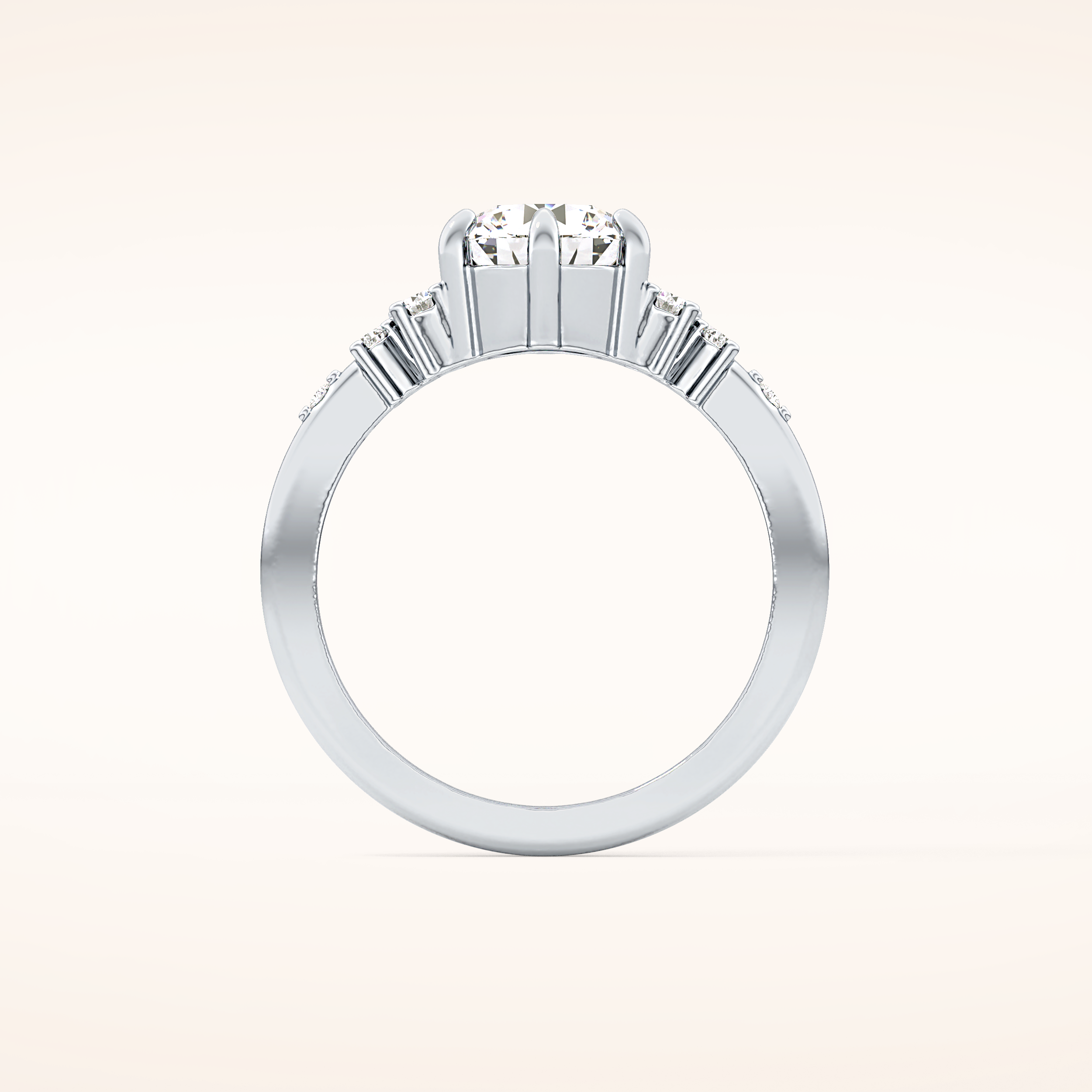 1.29 CT Round Shaped Cluster Moissanite Engagement Ring