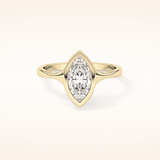 0.82 CT Marquise Shaped Solitaire & Bezel Moissanite Engagement Ring
