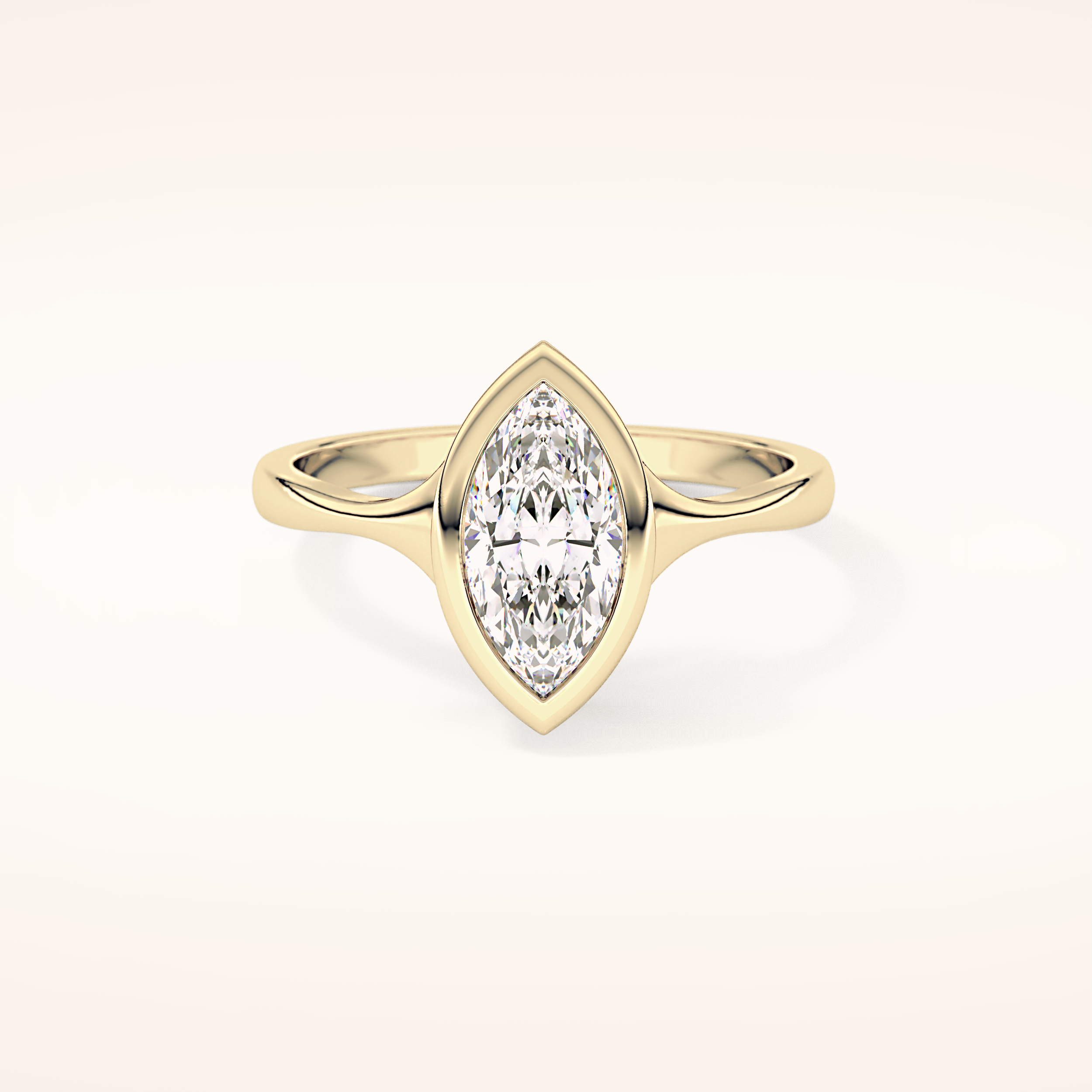 0.82 CT Marquise Shaped Solitaire & Bezel Moissanite Engagement Ring