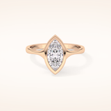 0.82 CT Marquise Shaped Solitaire & Bezel Moissanite Engagement Ring