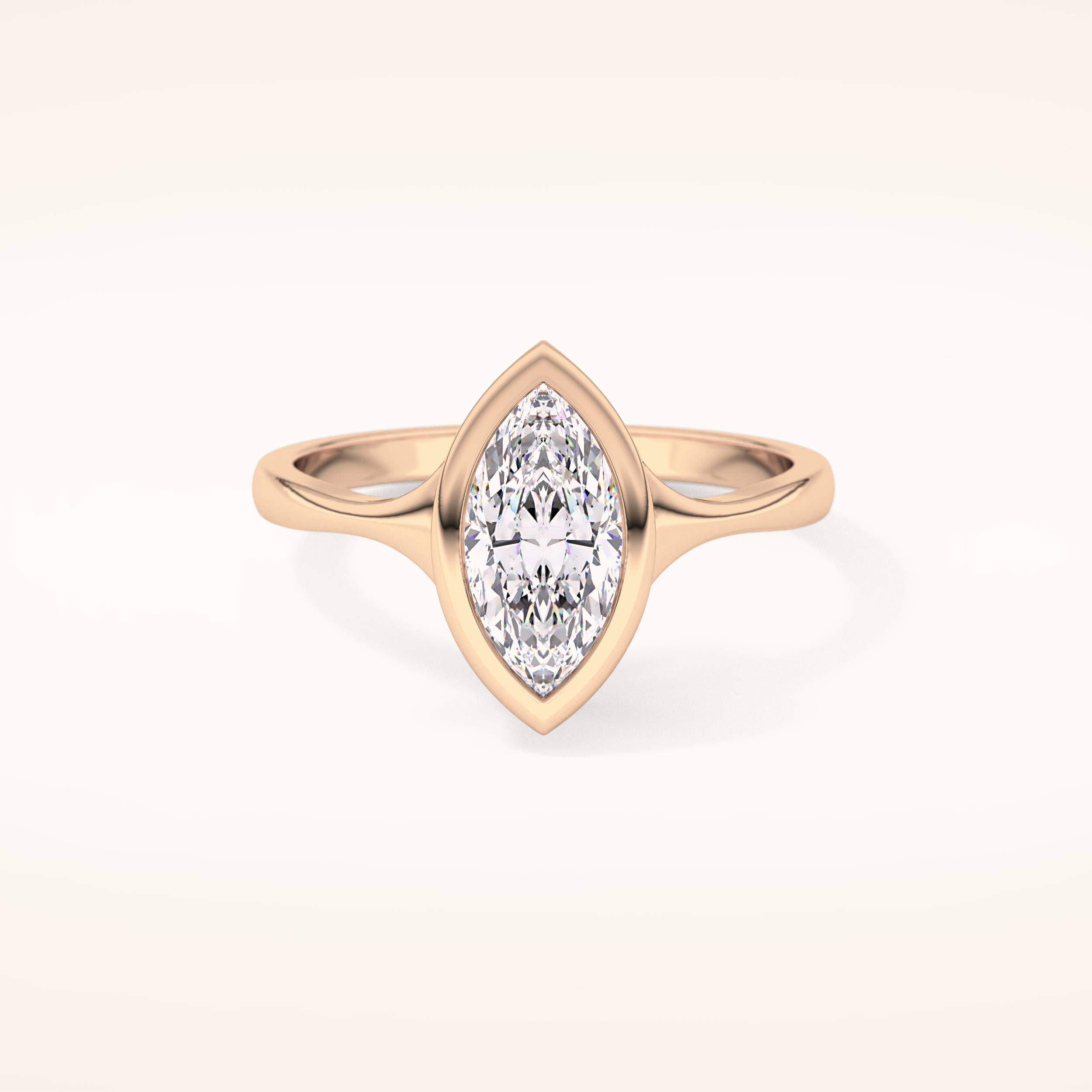 0.82 CT Marquise Shaped Solitaire & Bezel Moissanite Engagement Ring