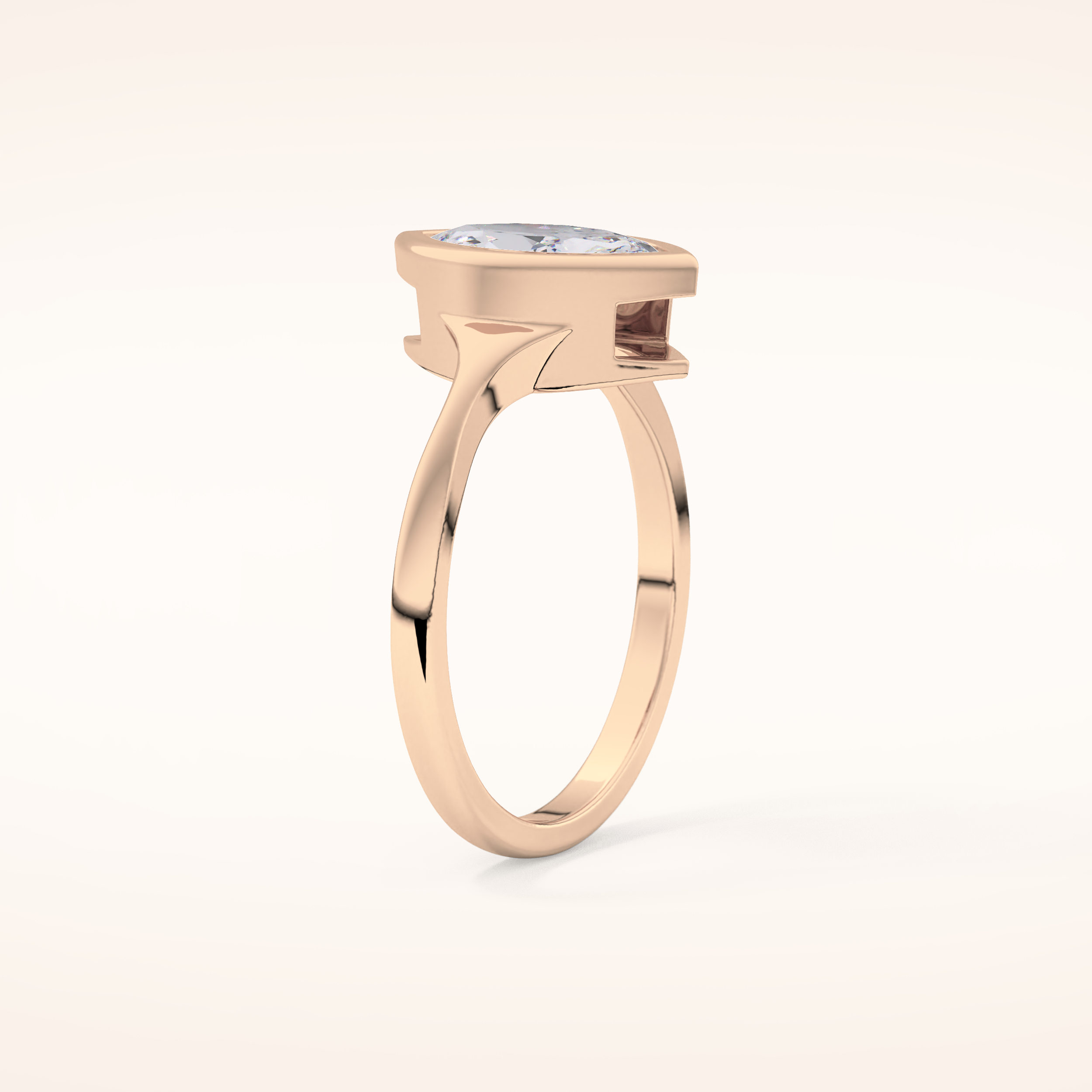 0.82 CT Marquise Shaped Solitaire & Bezel Moissanite Engagement Ring