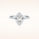 0.82 CT Marquise Shaped Solitaire & Bezel Moissanite Engagement Ring