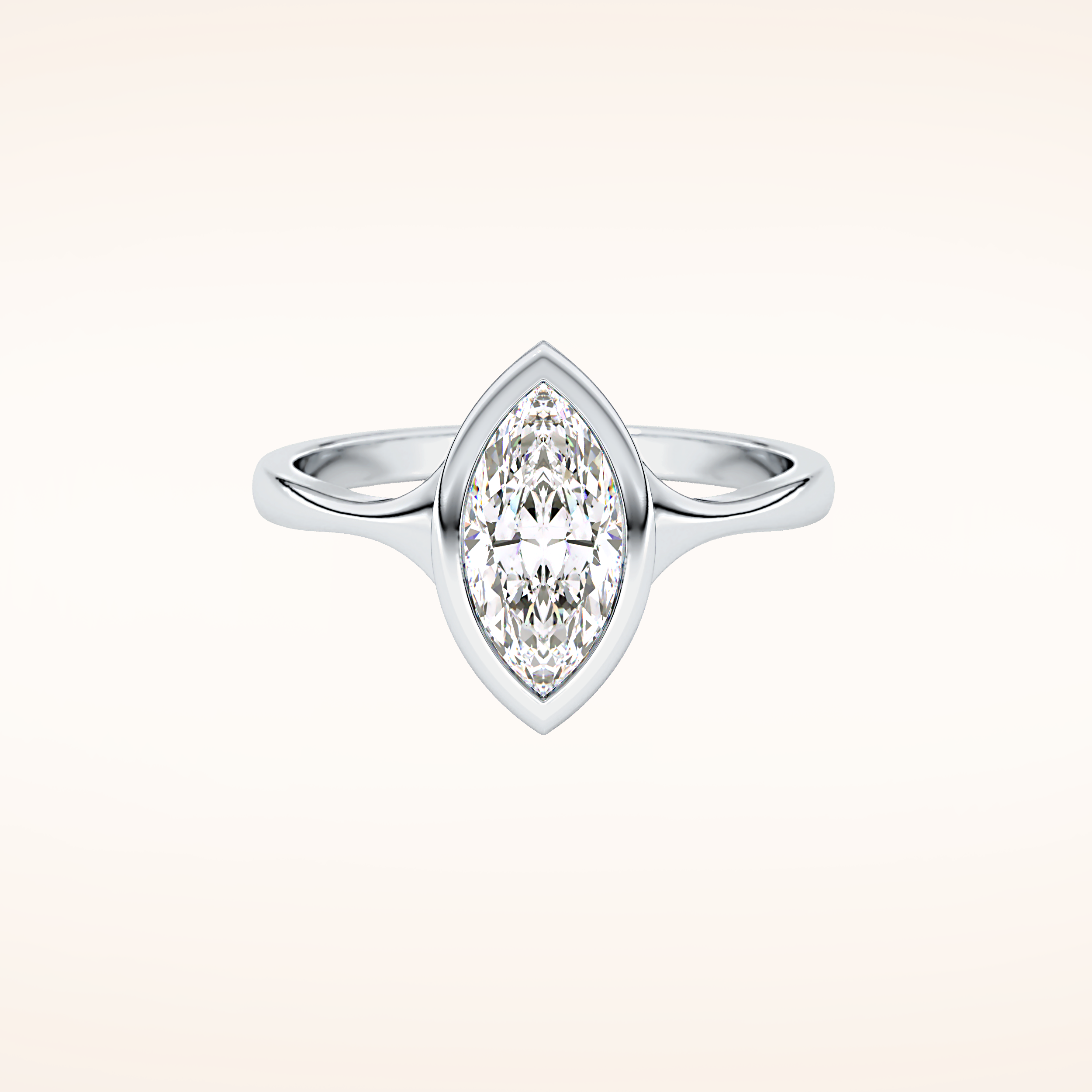 0.82 CT Marquise Shaped Solitaire & Bezel Moissanite Engagement Ring