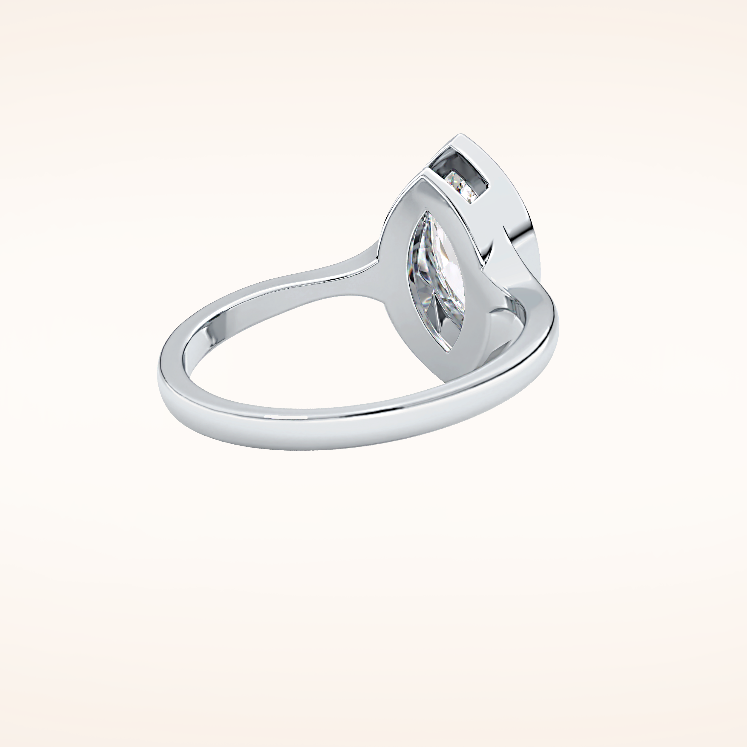 0.82 CT Marquise Shaped Solitaire & Bezel Moissanite Engagement Ring