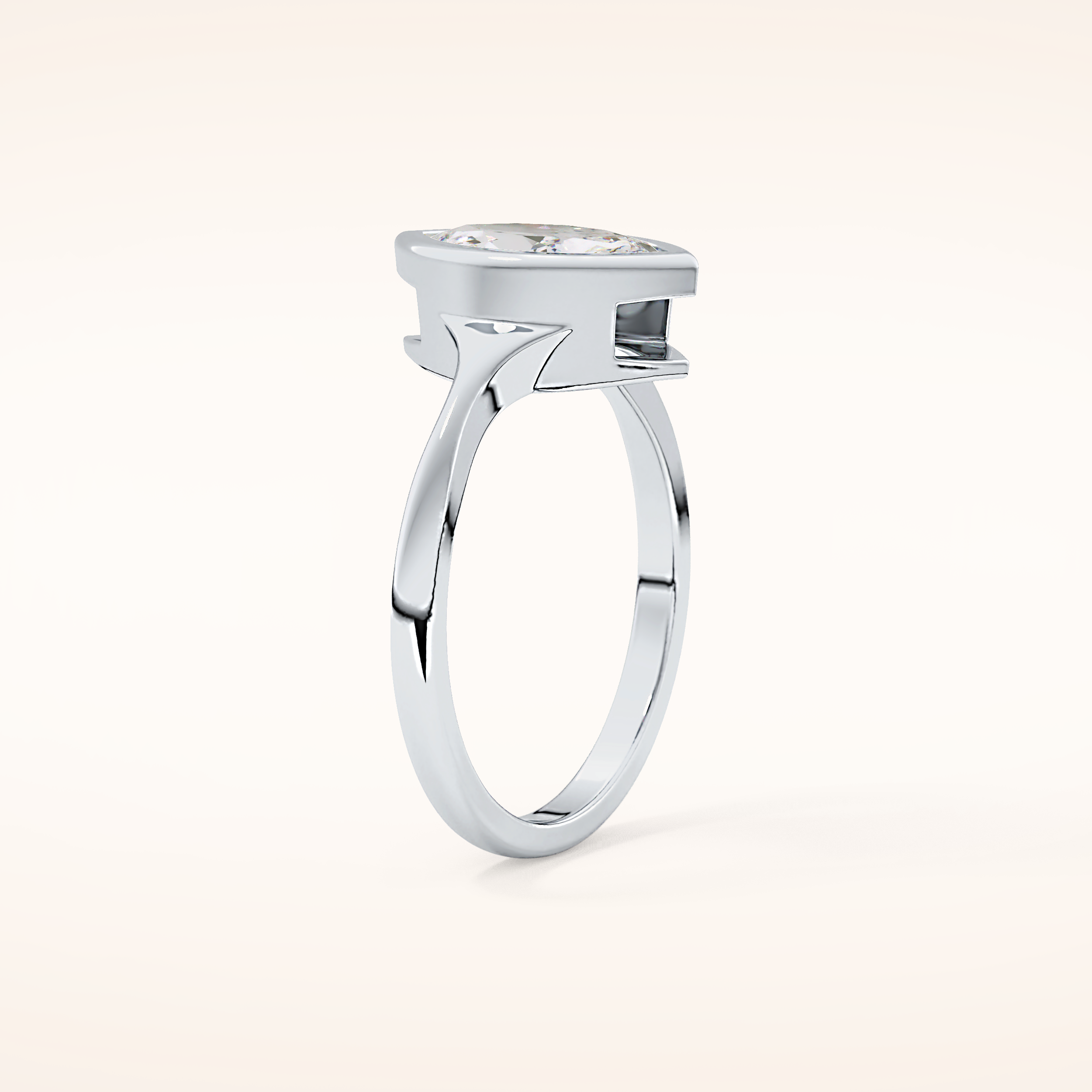 0.82 CT Marquise Shaped Solitaire & Bezel Moissanite Engagement Ring