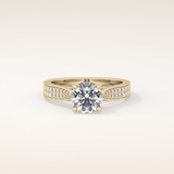 1.29 CT Round Shaped Pave Moissanite Engagement Ring