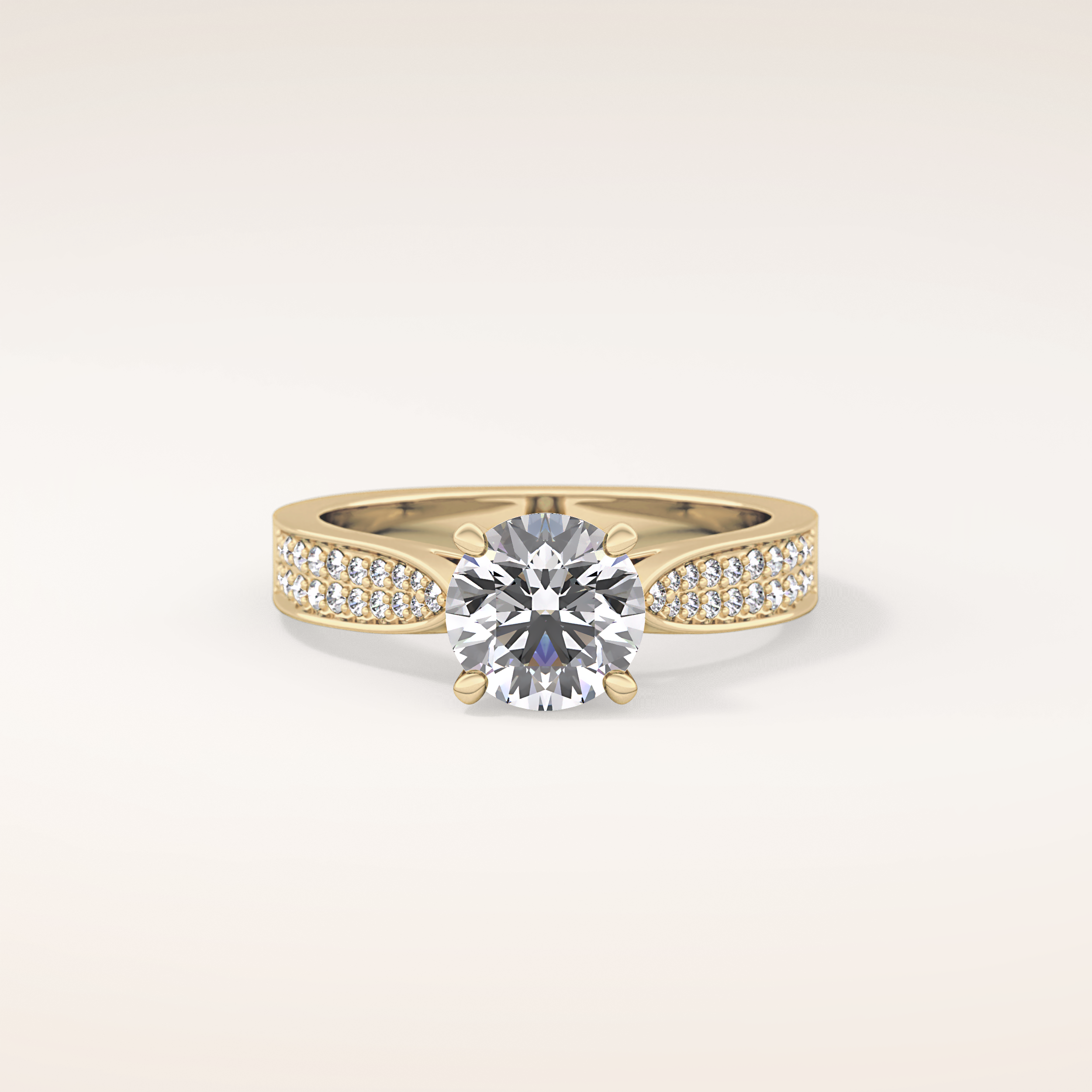 1.29 CT Round Shaped Pave Moissanite Engagement Ring