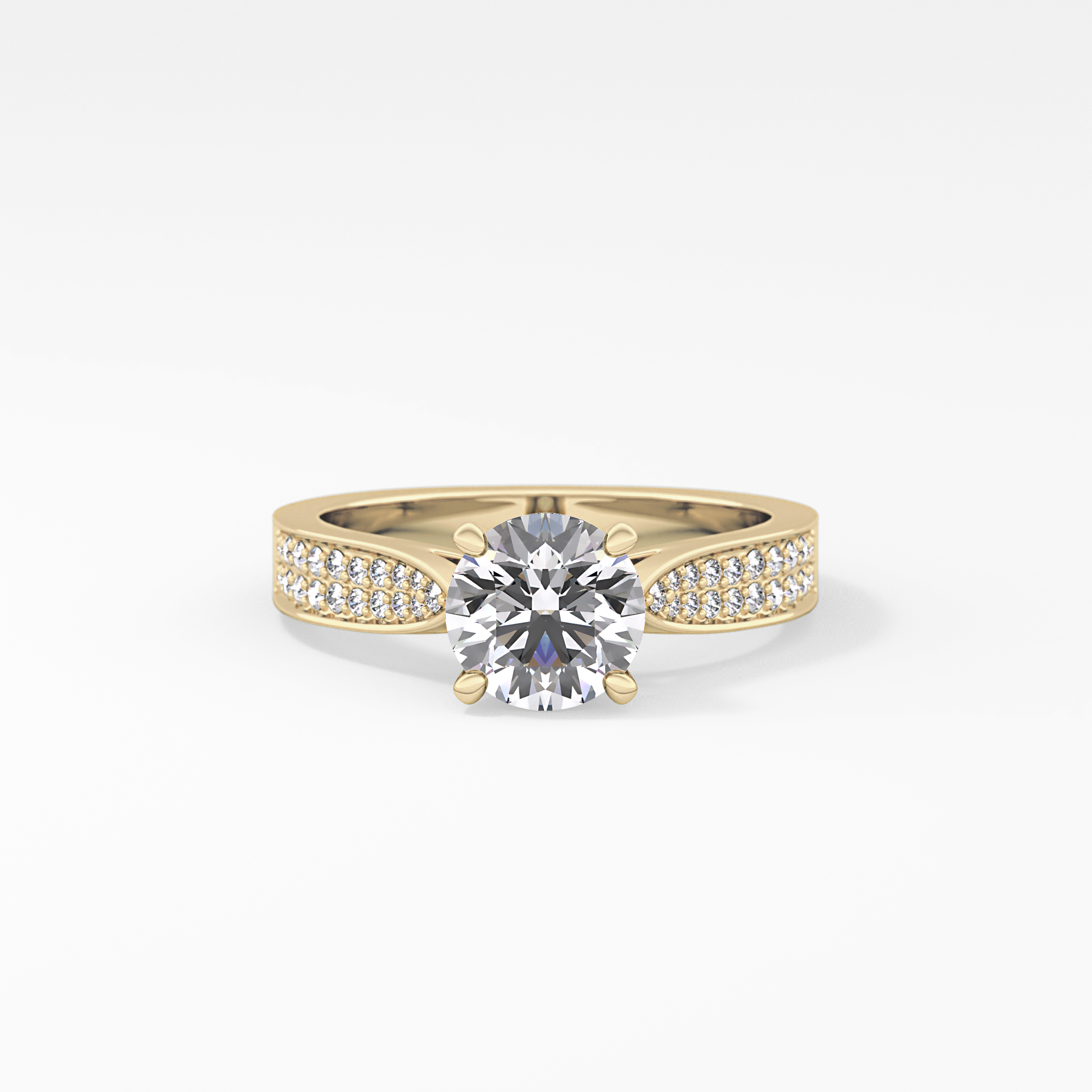 Round Pave Lab Grown Diamond Engagement Ring