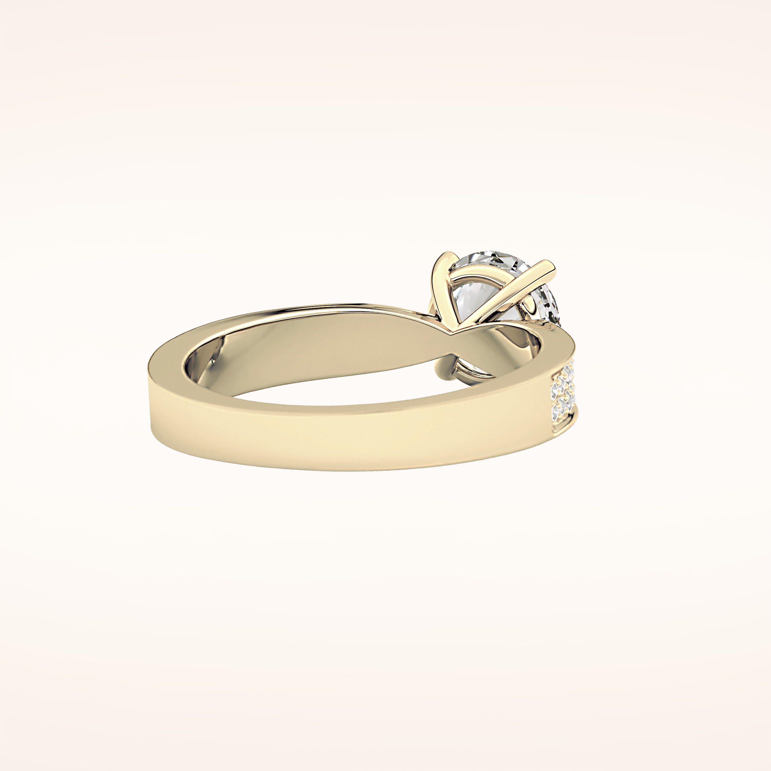 1.29 CT Round Shaped Pave Moissanite Engagement Ring