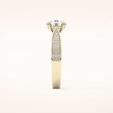 1.29 CT Round Shaped Pave Moissanite Engagement Ring