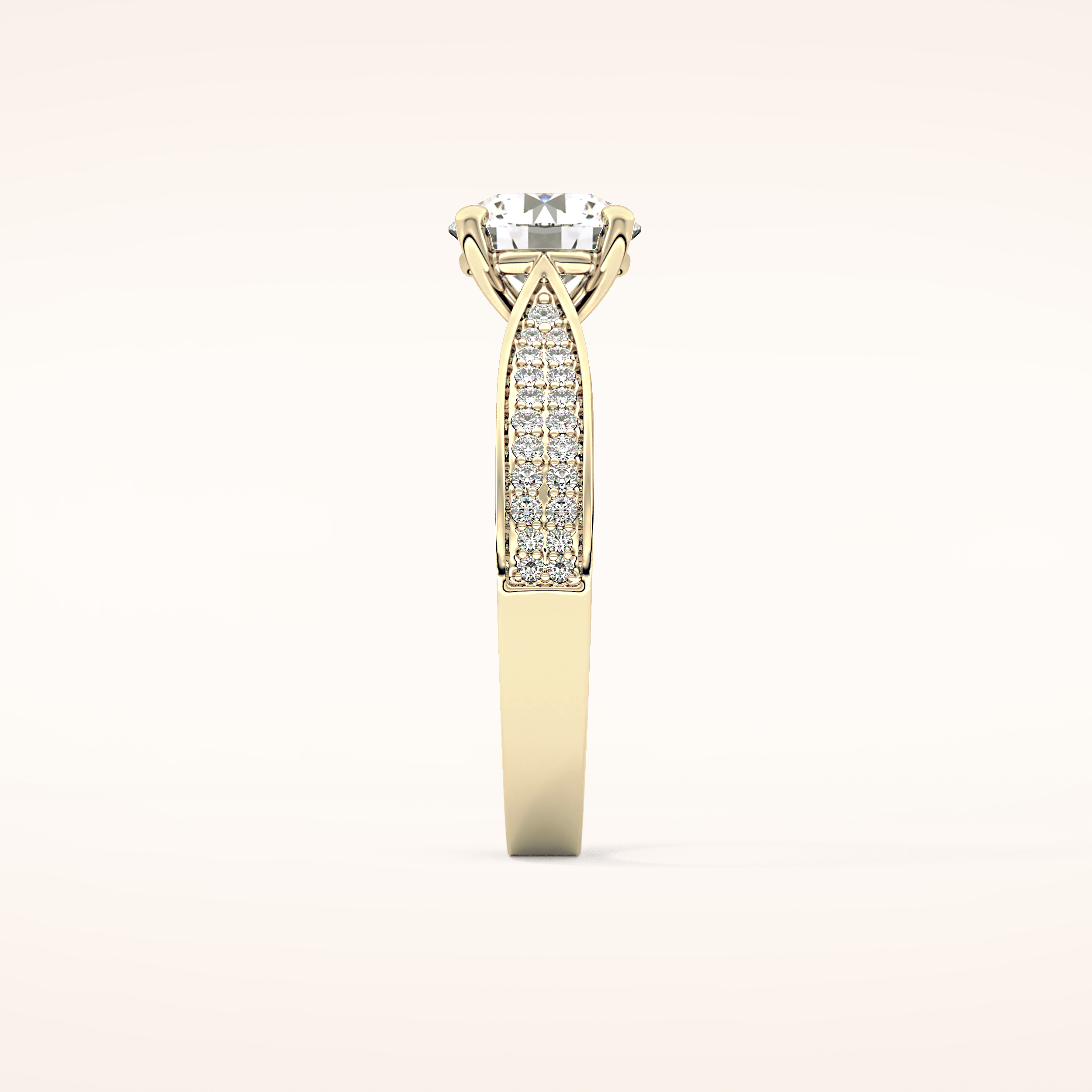 1.29 CT Round Shaped Pave Moissanite Engagement Ring