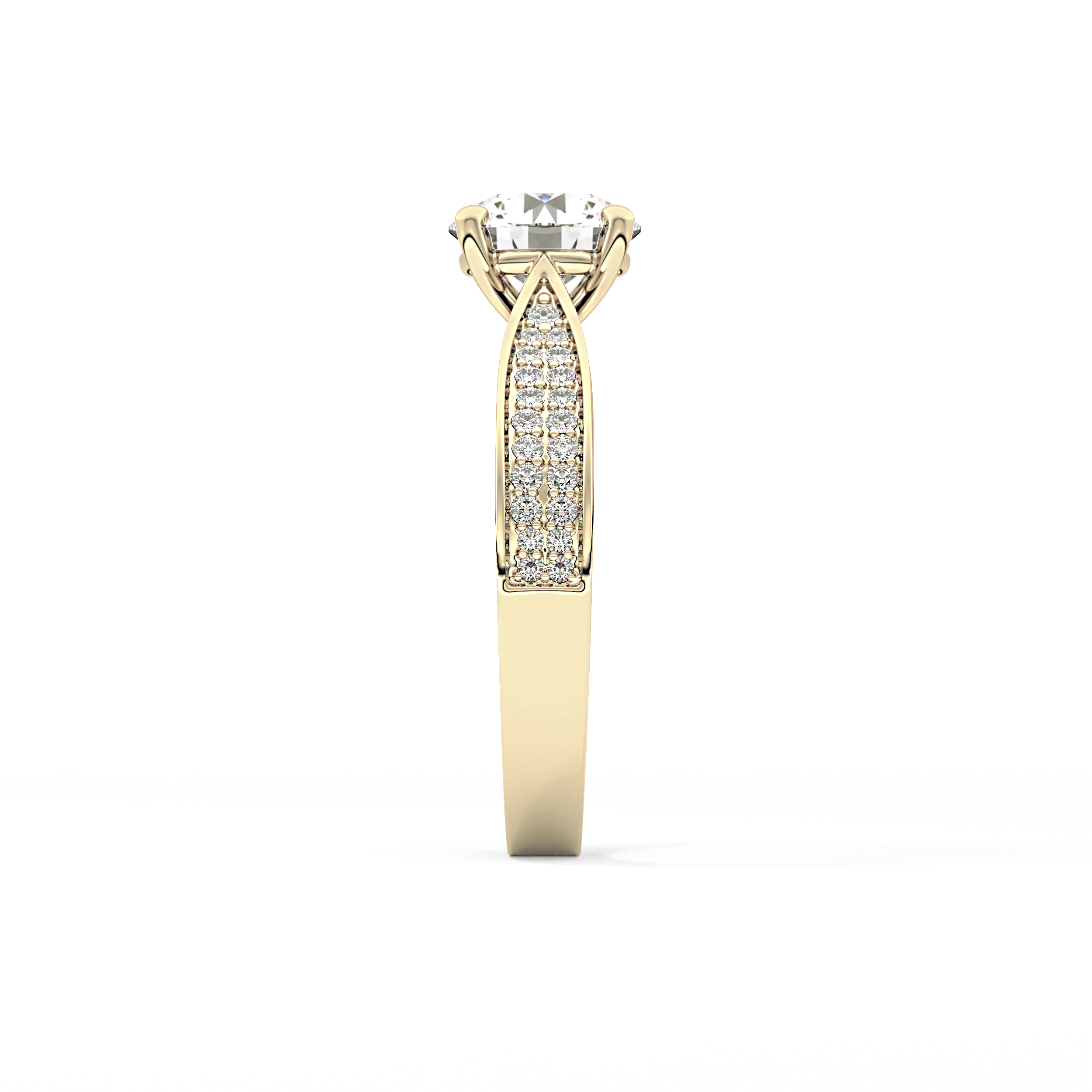 Round Pave Lab Grown Diamond Engagement Ring