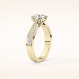 1.29 CT Round Shaped Pave Moissanite Engagement Ring