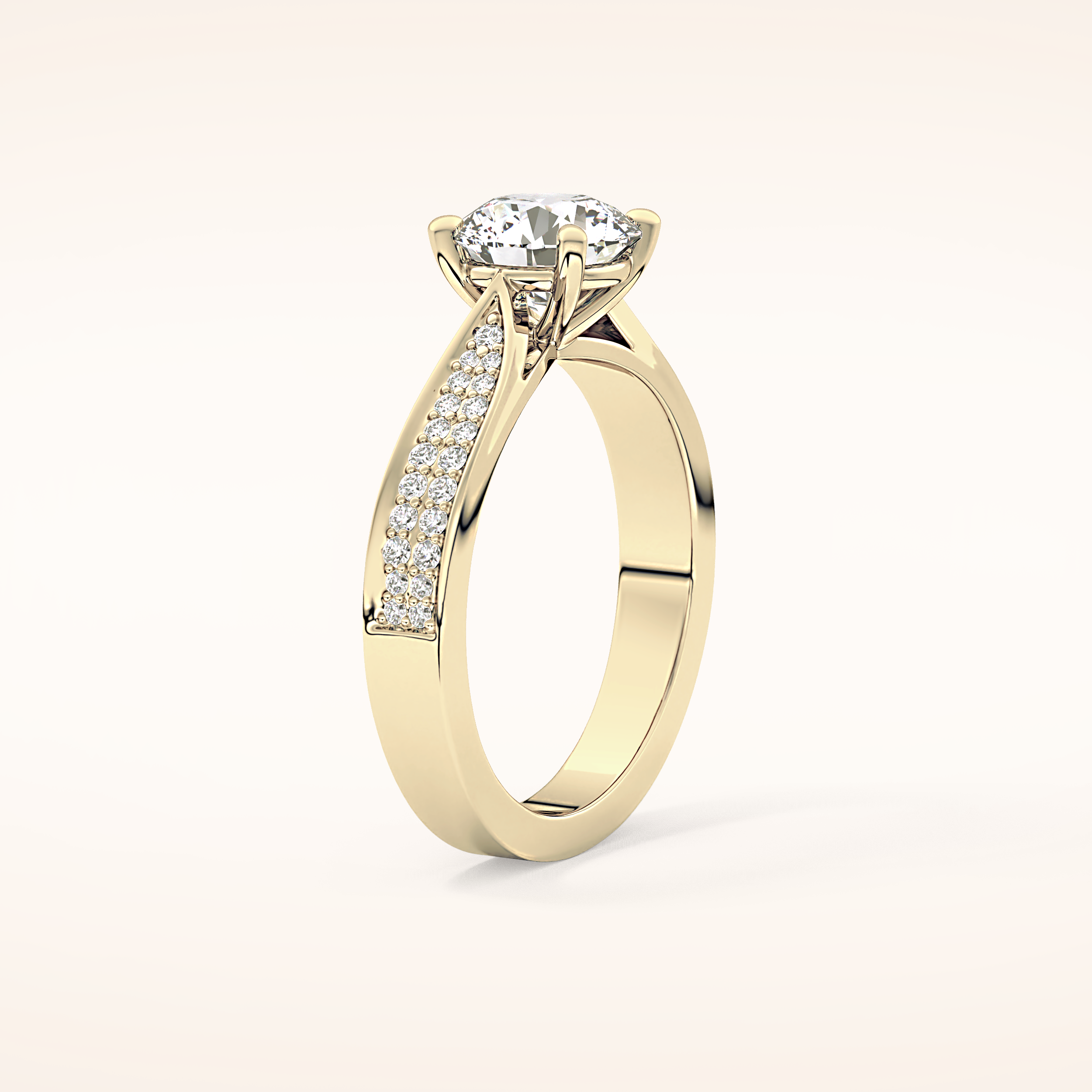 1.29 CT Round Shaped Pave Moissanite Engagement Ring
