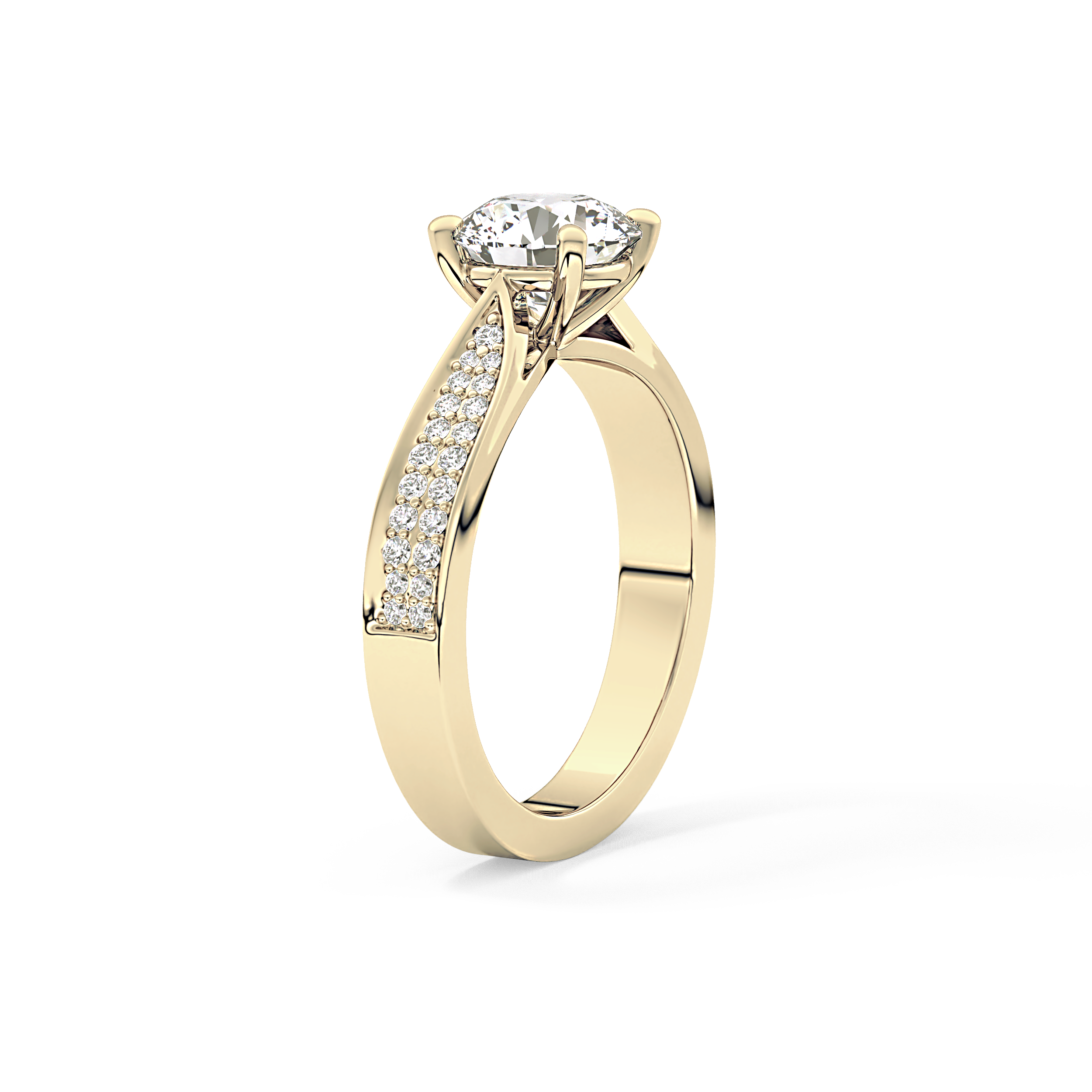 Round Pave Lab Grown Diamond Engagement Ring