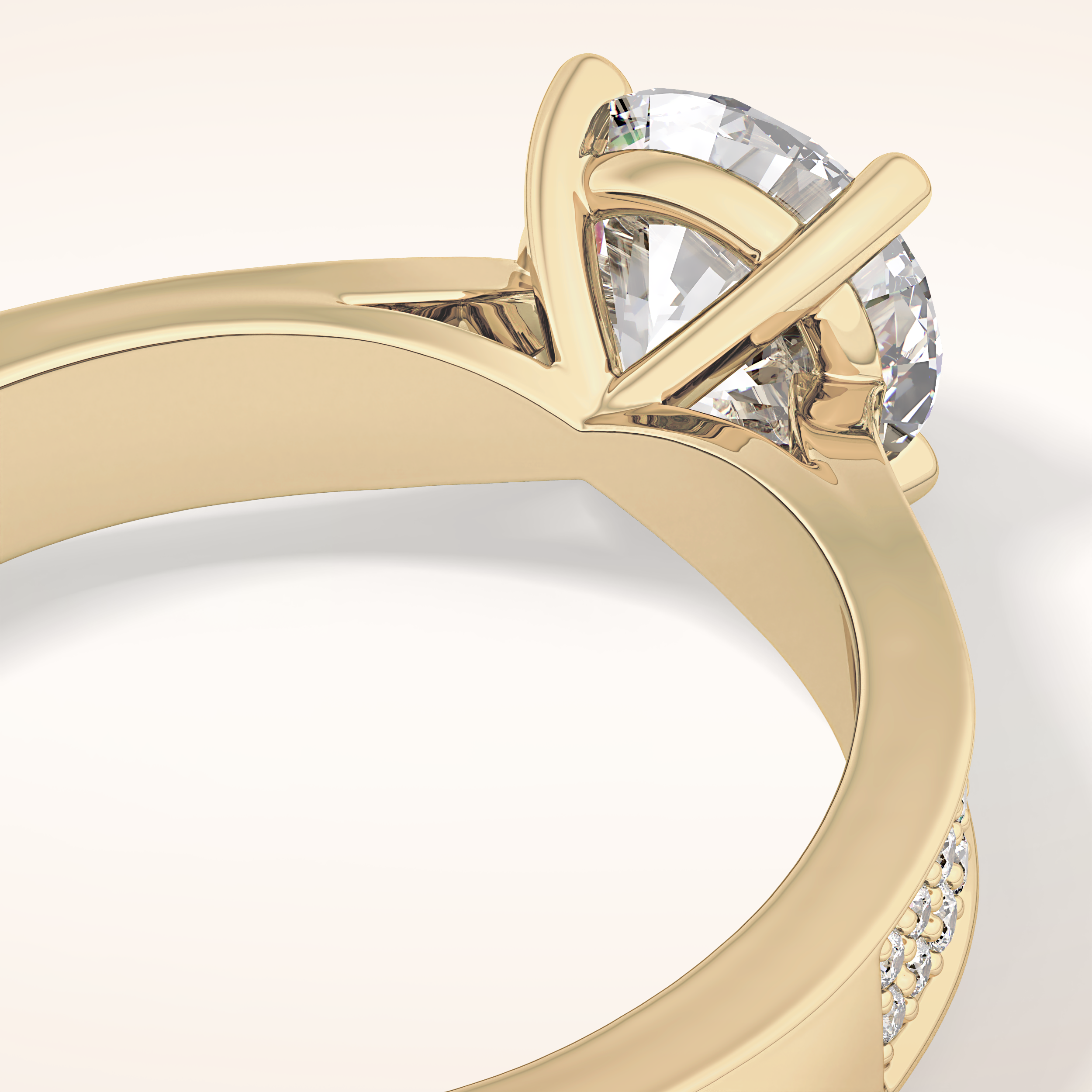 1.29 CT Round Shaped Pave Moissanite Engagement Ring
