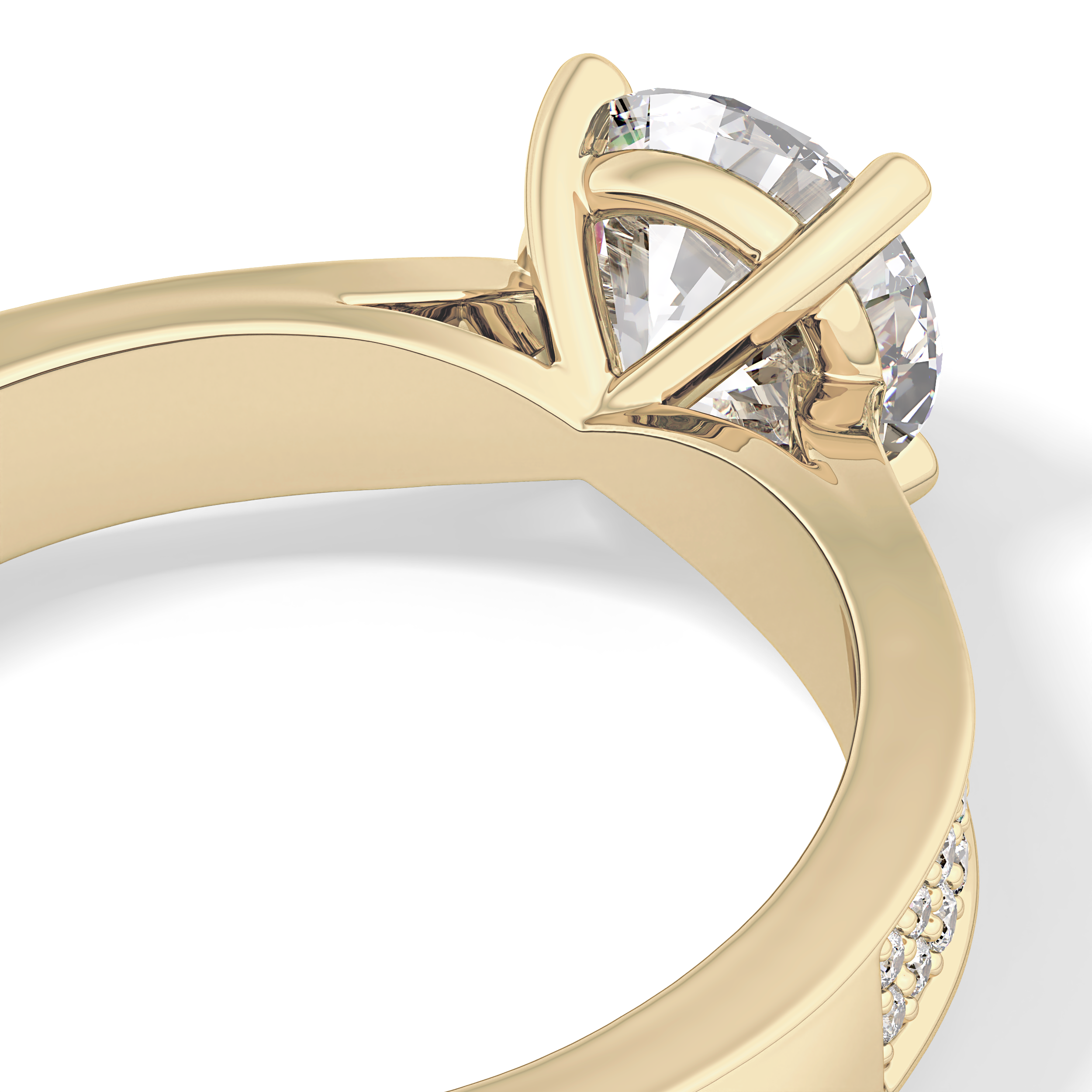 Round Pave Lab Grown Diamond Engagement Ring
