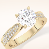 1.29 CT Round Shaped Pave Moissanite Engagement Ring