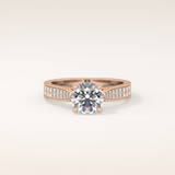 1.29 CT Round Shaped Pave Moissanite Engagement Ring