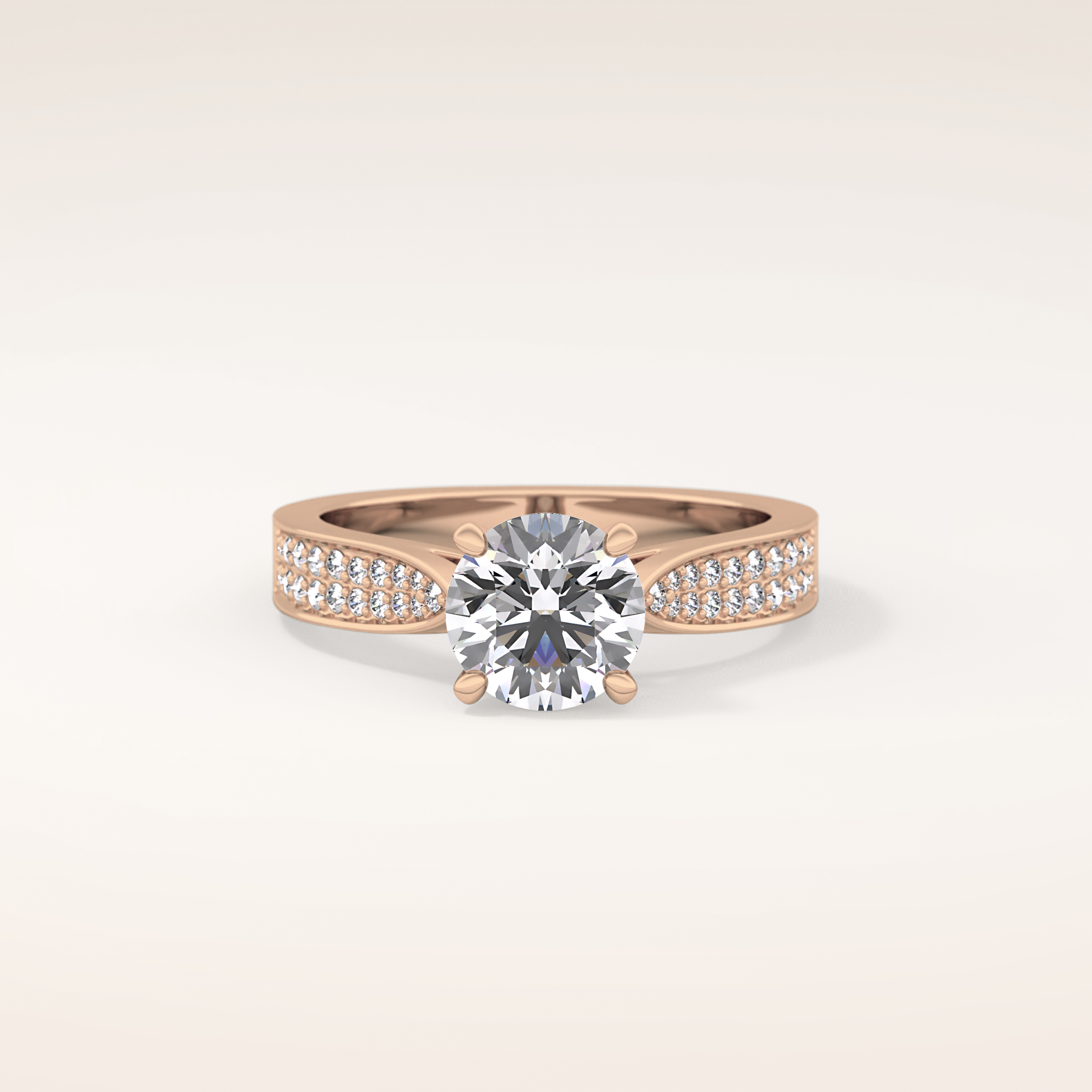 1.29 CT Round Shaped Pave Moissanite Engagement Ring