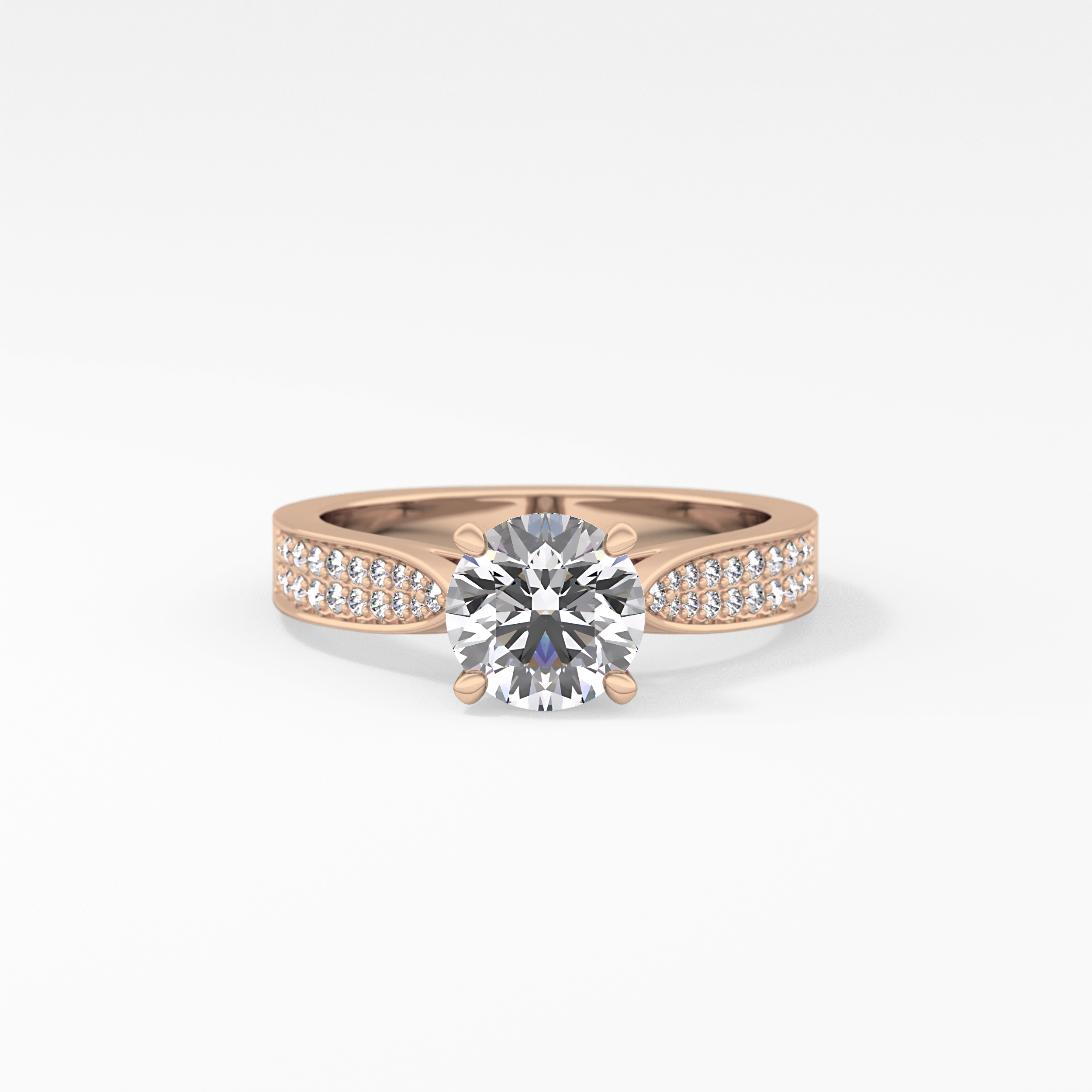 Round Pave Lab Grown Diamond Engagement Ring