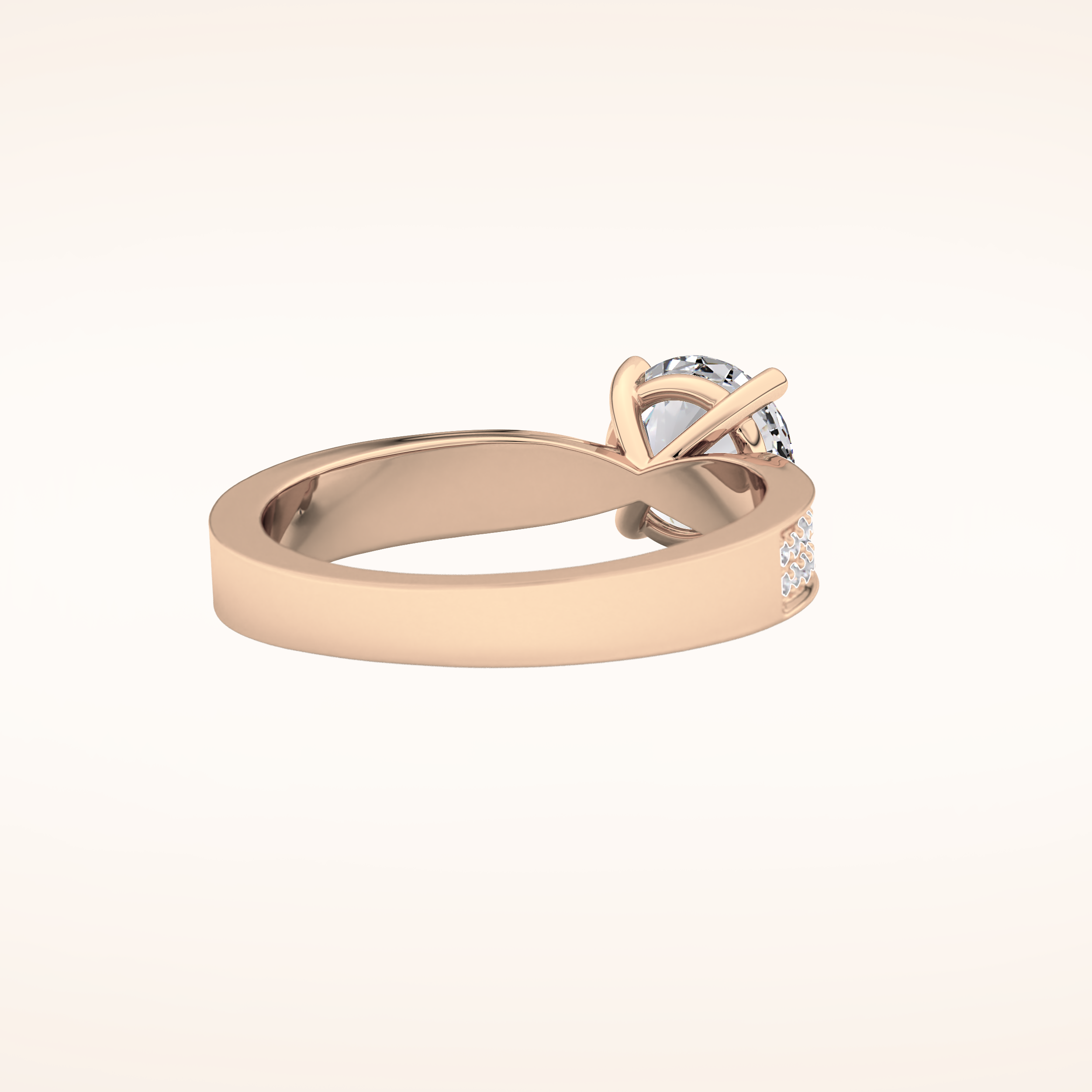 1.29 CT Round Shaped Pave Moissanite Engagement Ring