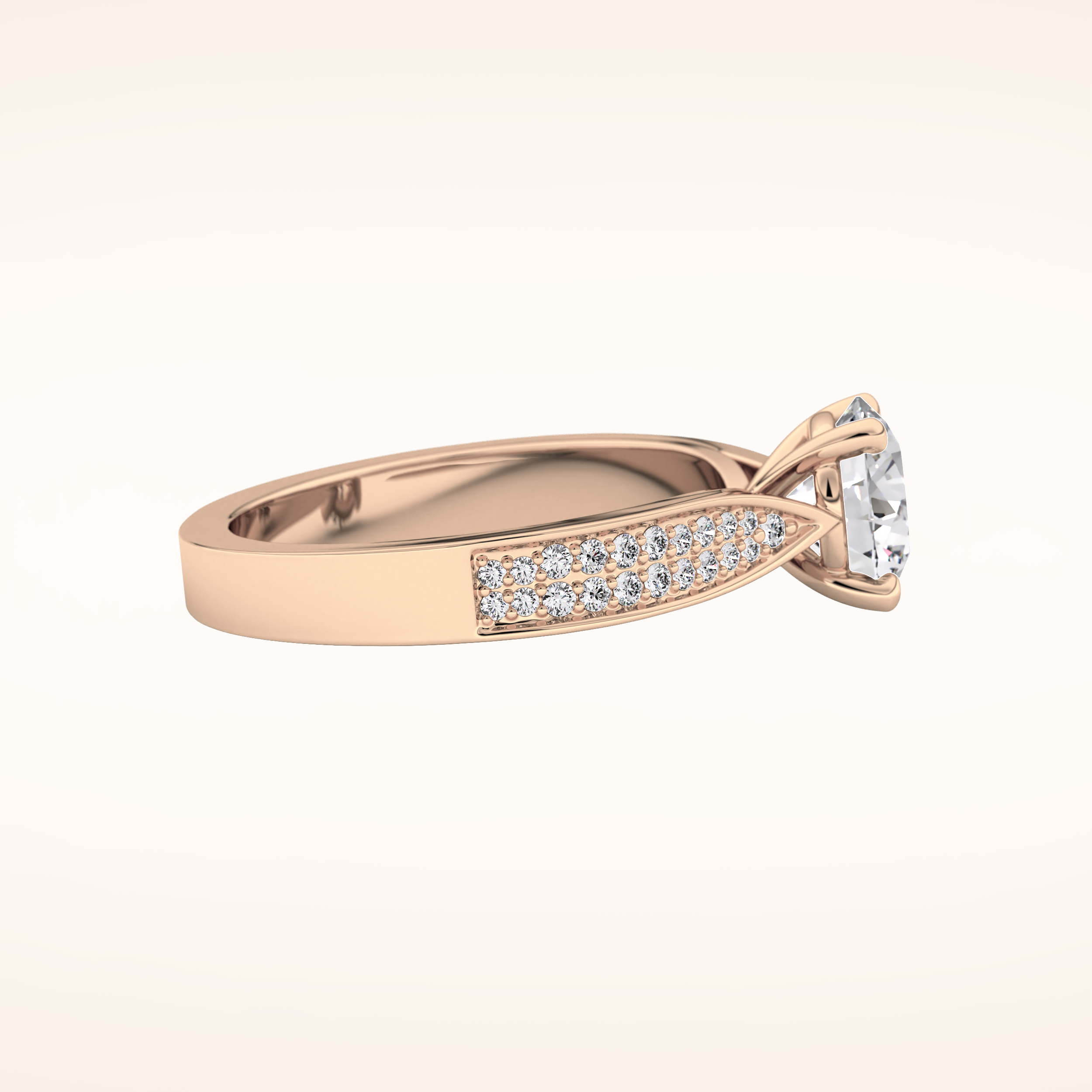 1.29 CT Round Shaped Pave Moissanite Engagement Ring