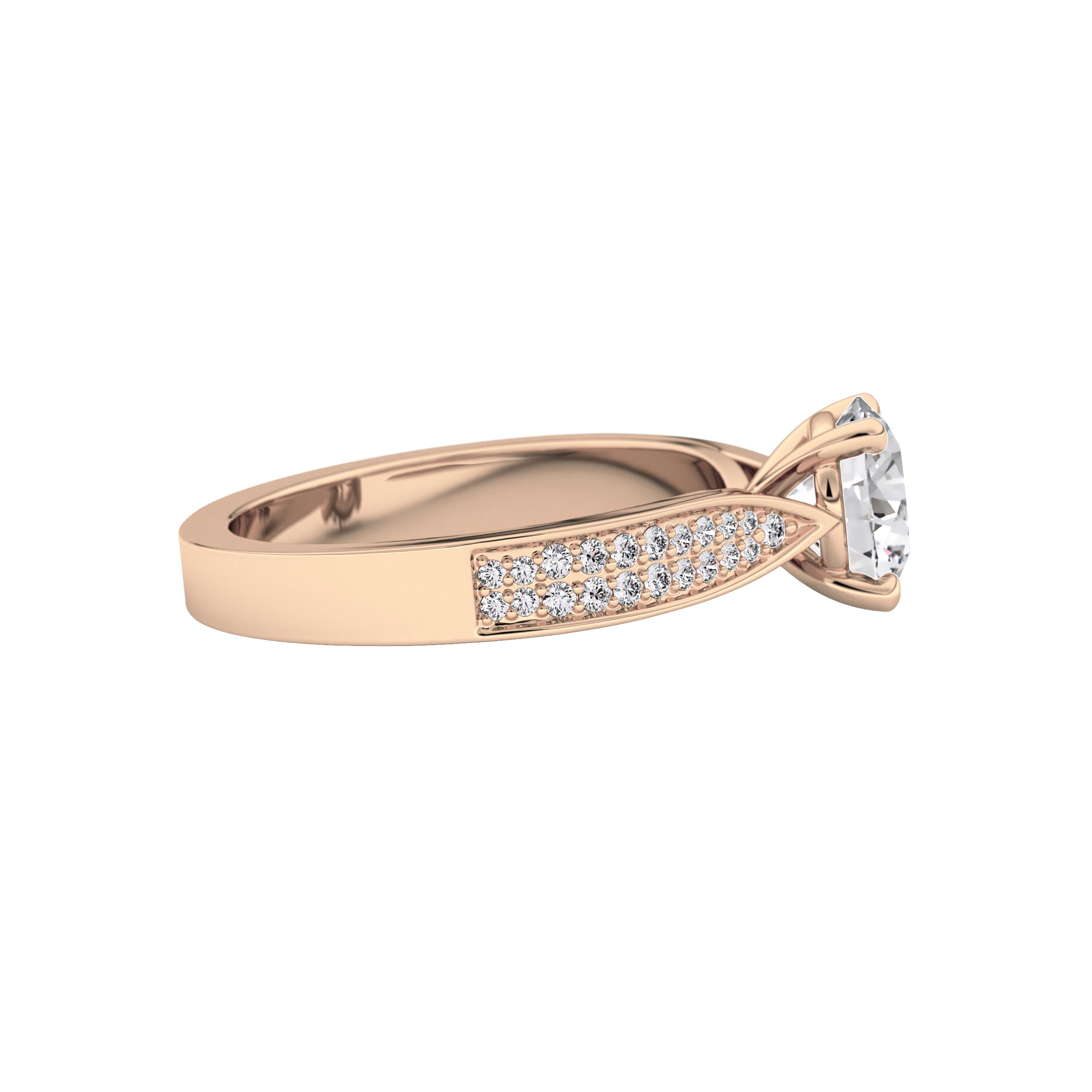 Round Pave Lab Grown Diamond Engagement Ring