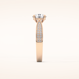 1.29 CT Round Shaped Pave Moissanite Engagement Ring