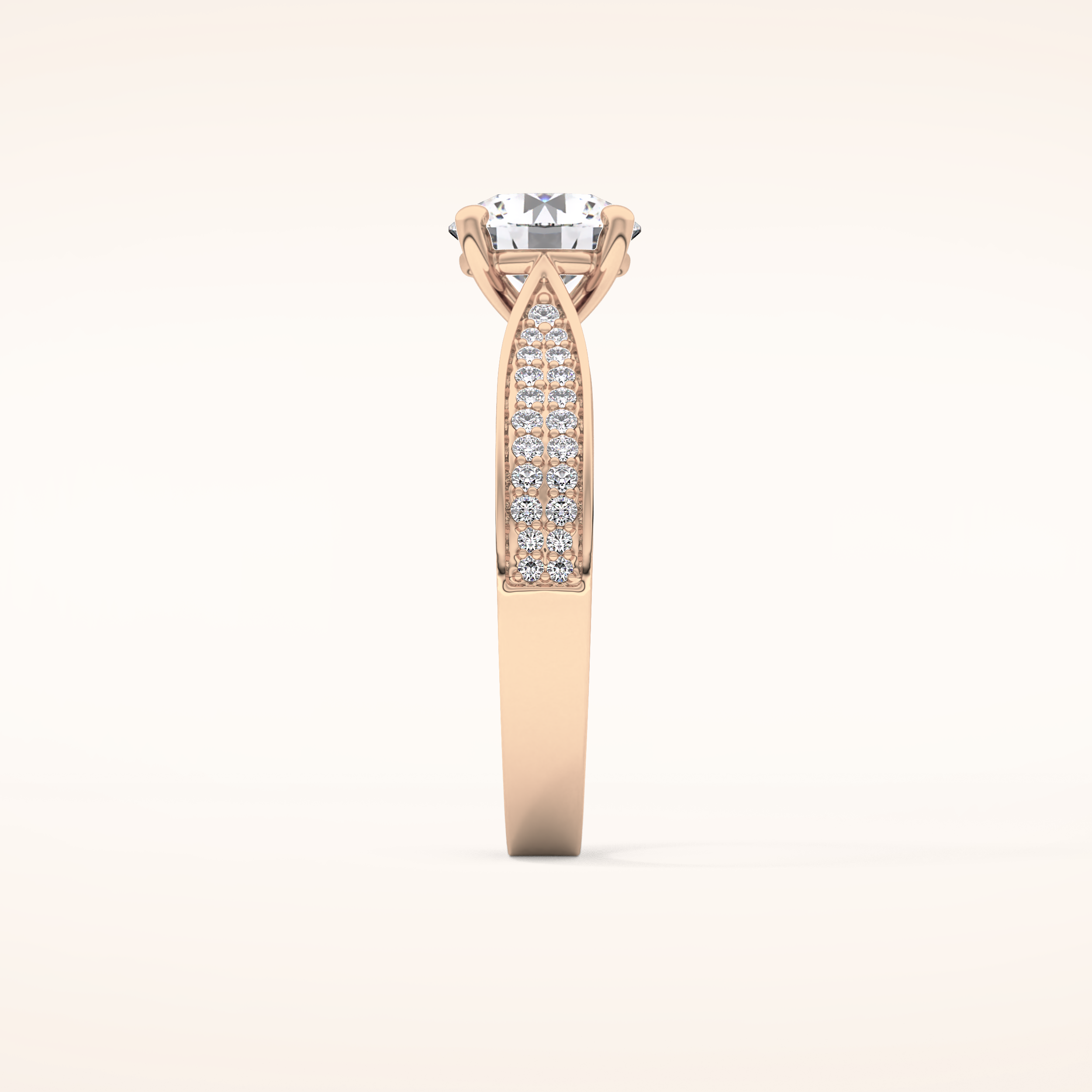 1.29 CT Round Shaped Pave Moissanite Engagement Ring