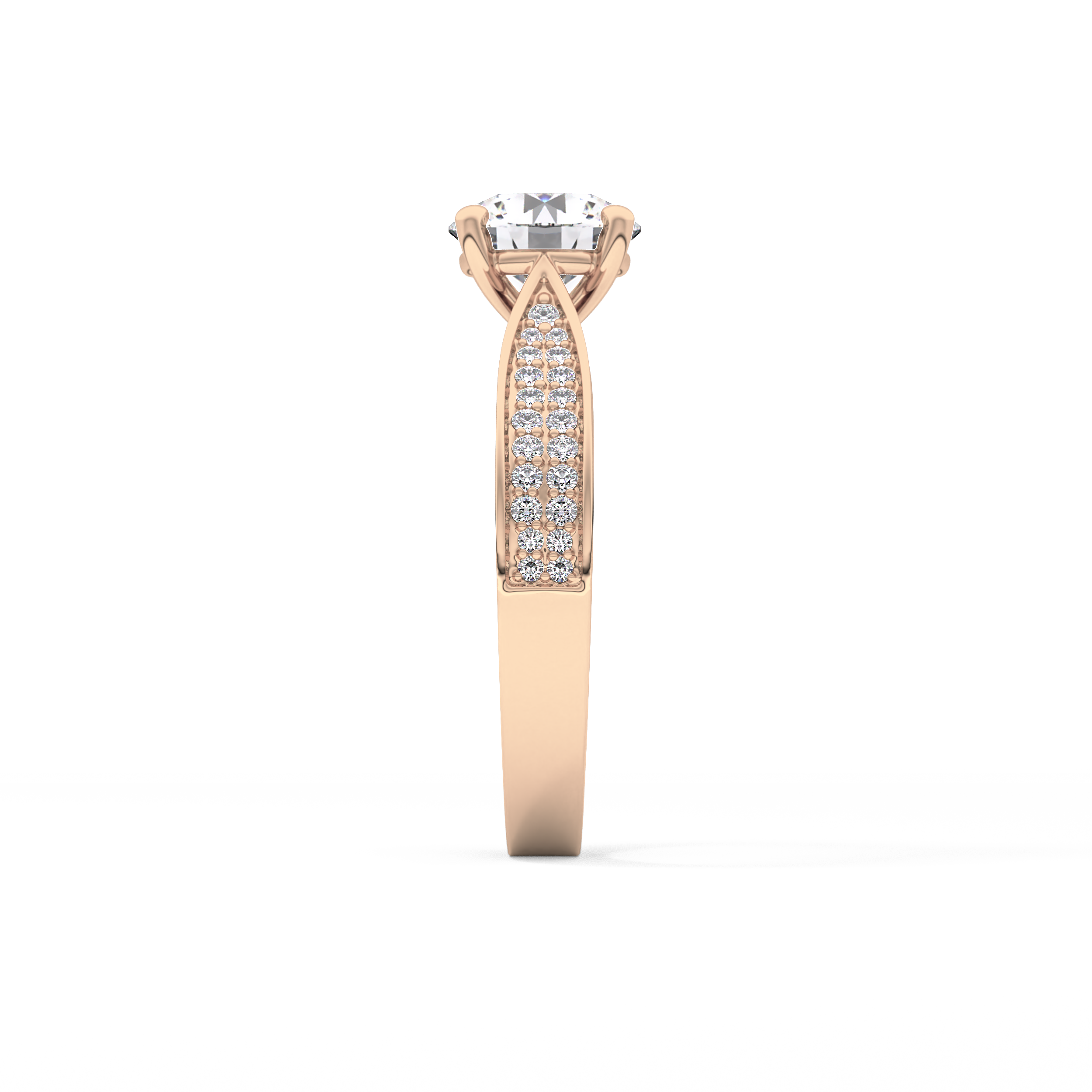 Round Pave Lab Grown Diamond Engagement Ring