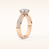 1.29 CT Round Shaped Pave Moissanite Engagement Ring