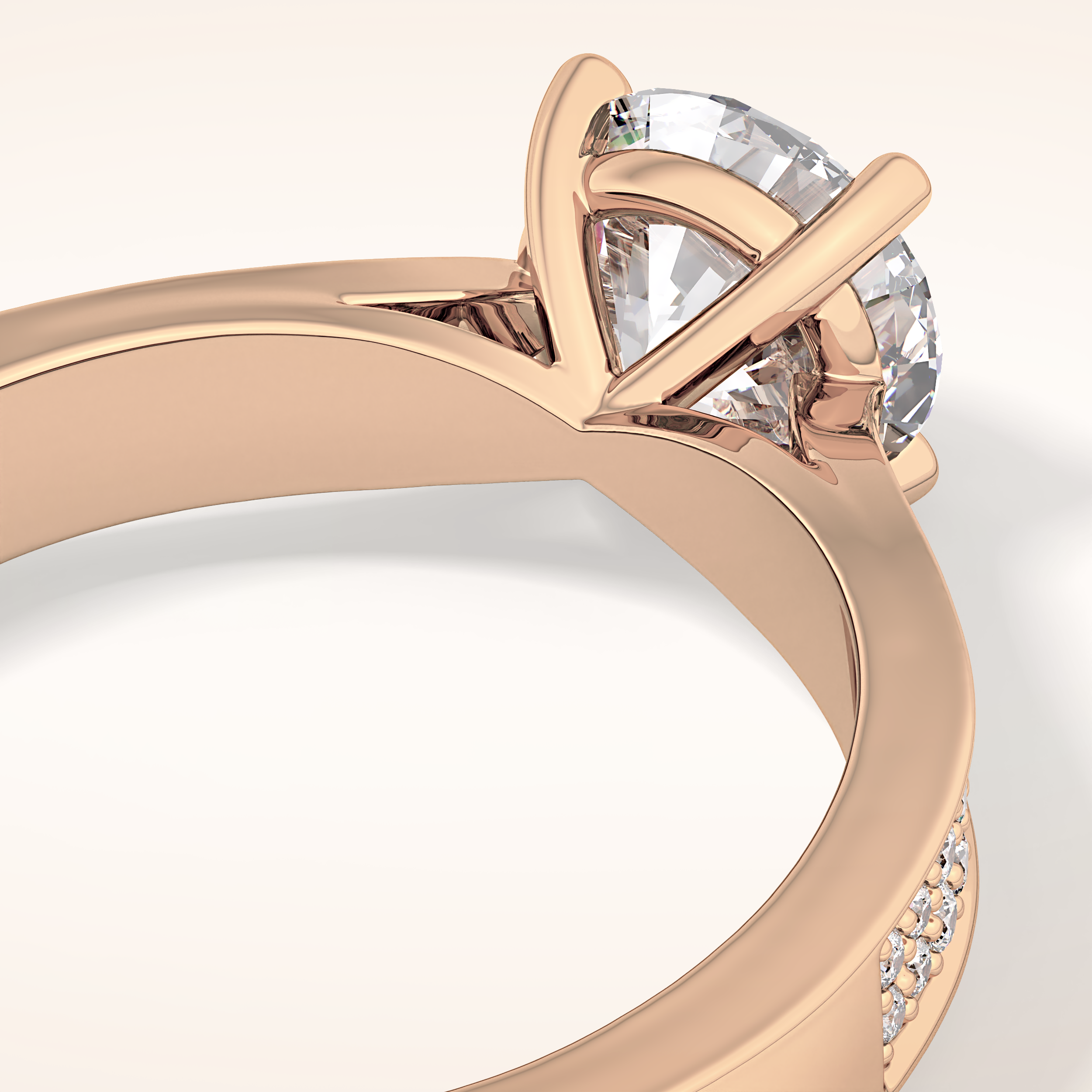1.29 CT Round Shaped Pave Moissanite Engagement Ring